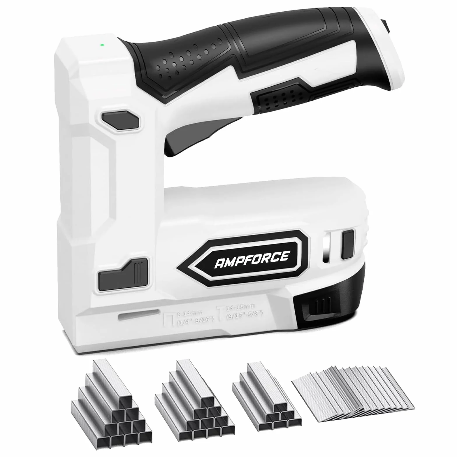 Pistola de Grapas Eléctrica 2 en 1 Inalámbrica 4V con Batería Litio, USB-C, Incluye Grapas y Clavos para Tapicería, Reparación de Muebles, Alfombras y Bricolaje