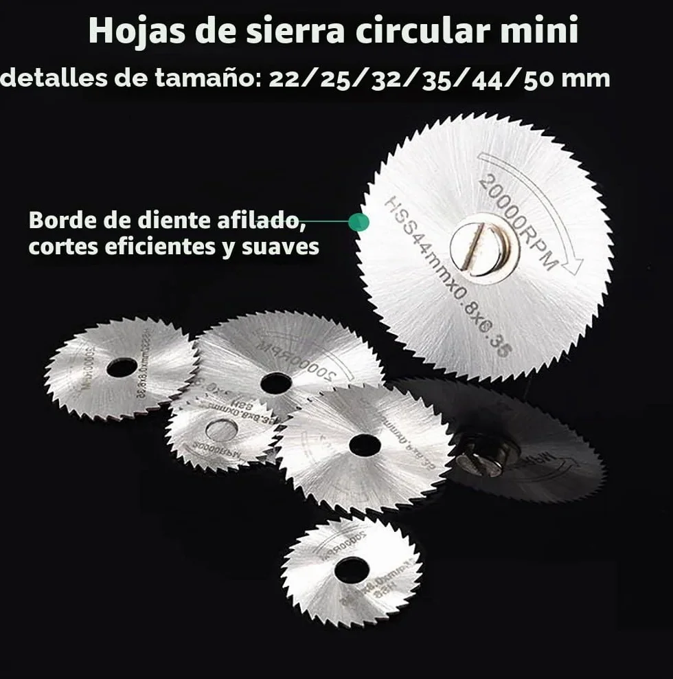 32 Piezas Discos de Corte para Dremel, Disco Corte Diamante & Mini Hoja de Sierra Circular HSS & Mini Disco de Corte de Resina (3mm Mandril) para Madera, Vidrio, Plástico, Piedra, Metal