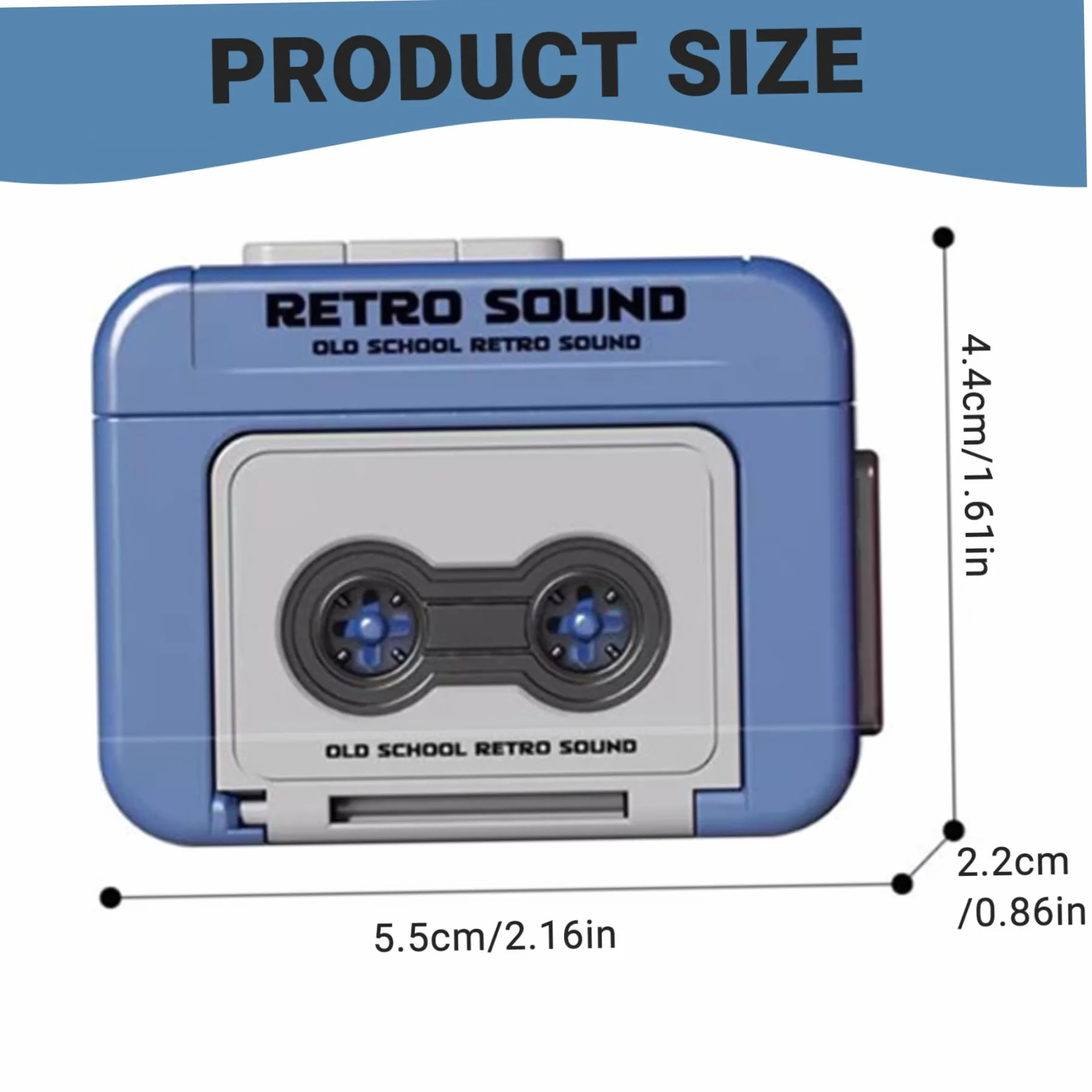 Mini grabadora de cinta, llavero reproductor de casete retro grabable de plástico con música, microcassette para mochilas