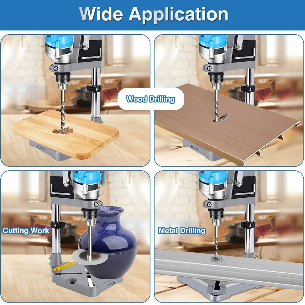 Soporte Taladro Vertical, Columna para Taladro, Soporte para Taladro de Columna, Multifuncional Soporte para Taladro Eléctrico con Abrazadera para uso Doméstico o en la Tienda con Base