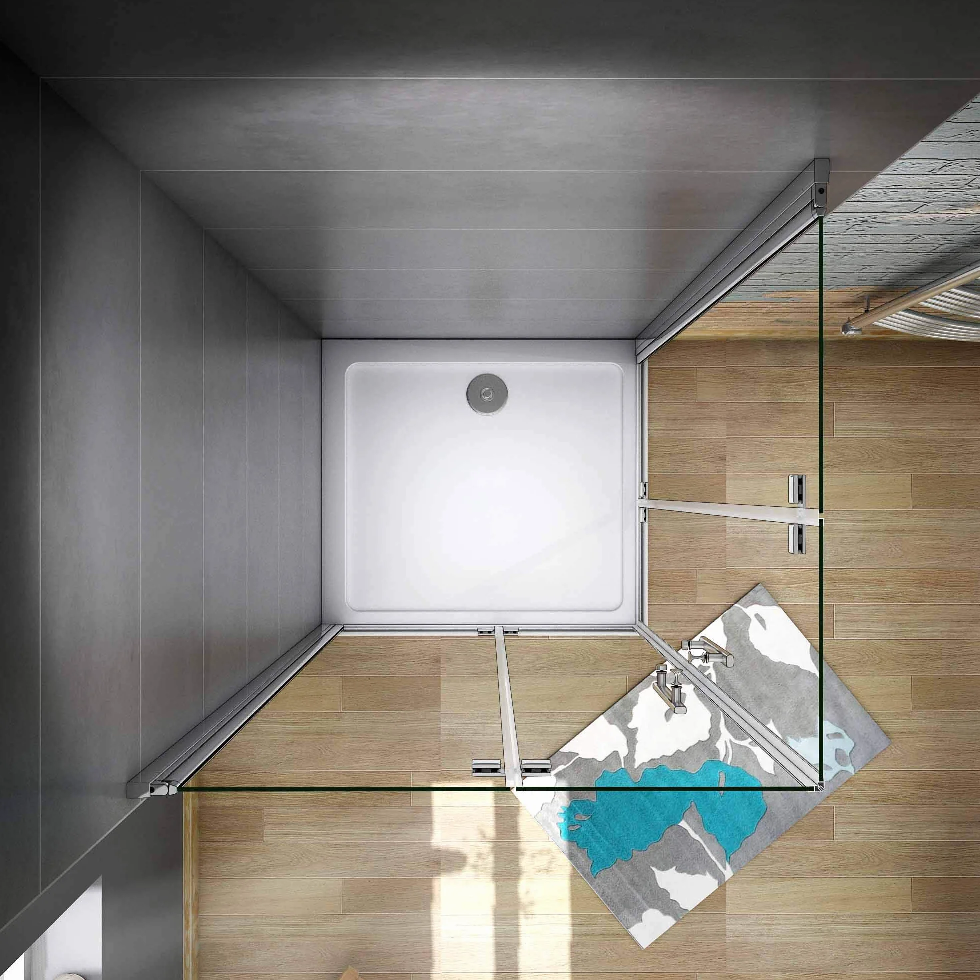 Mamparas de Ducha Angular Doble Puerta Plegable 6mm Antical 70x70x185cm