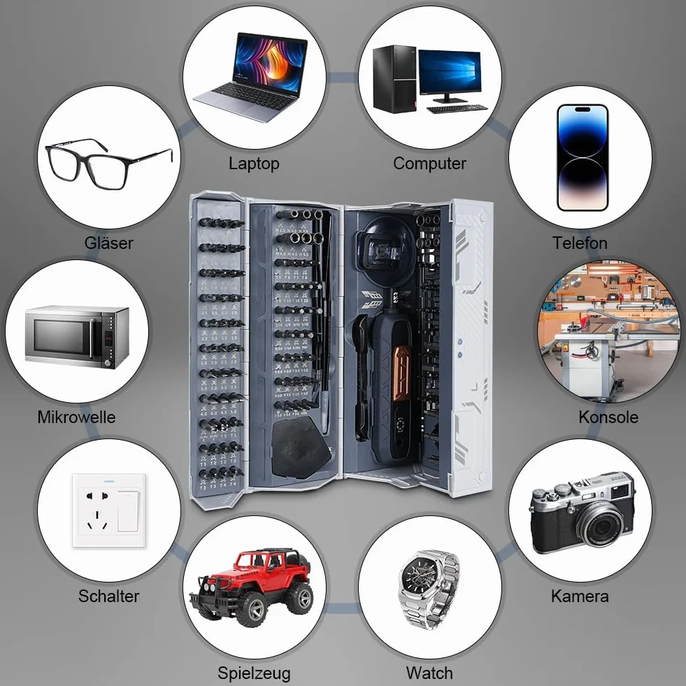 Ejoyous Juego de Destornilladores Mecánicos de Precisión 180 en 1 con Extensión Desmontable, Juego de Destornilladores Magnéticos Ajustables para PC, Teléfono Móvil, Ordenador