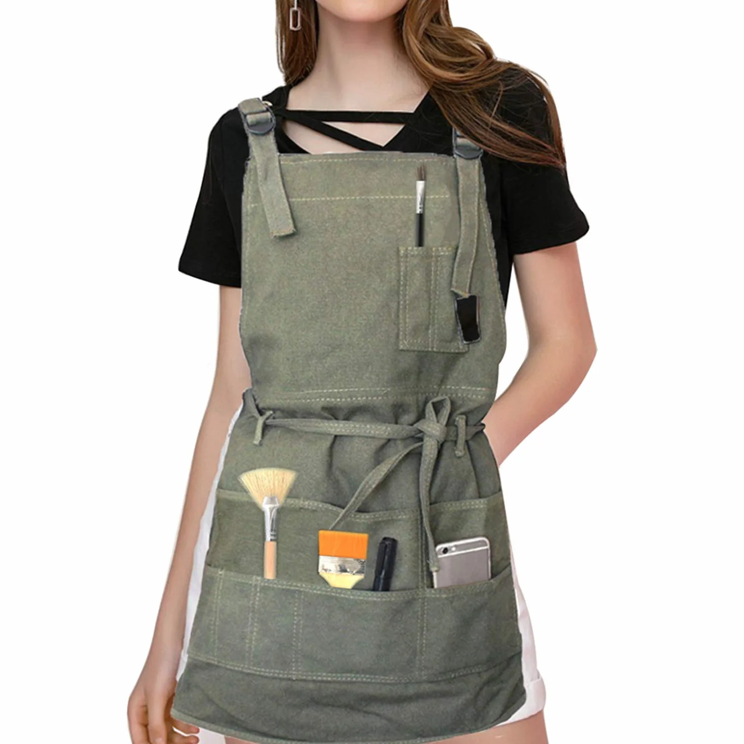 Delantal ajustable para artista con bolsillos, unisex, para pintor, pintura, para manualidades, jardinería, utilidad o trabajo
