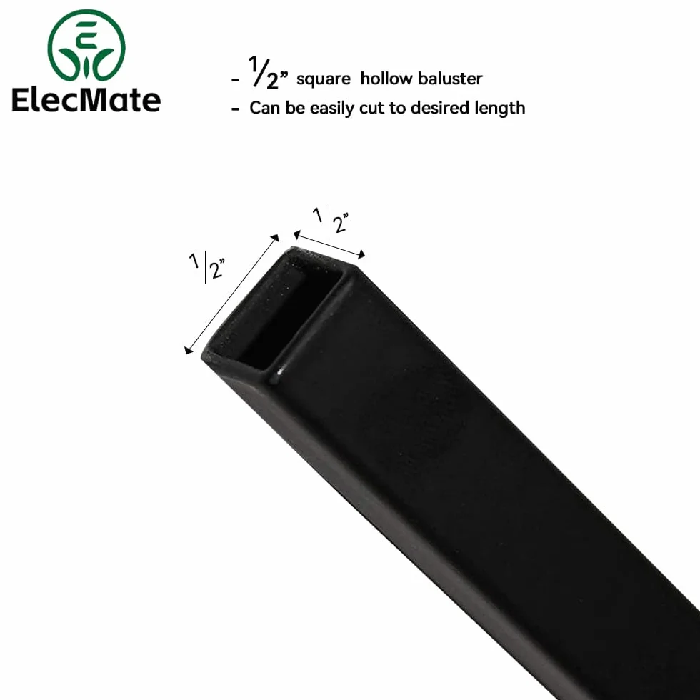 Balaustres de hierro para interior de escalera (caja de 10) husillos de escalera cuadrados de metal de 1,27 cm – Balaustres de escalera de doble canasta hueca de un solo giro (negro satinado