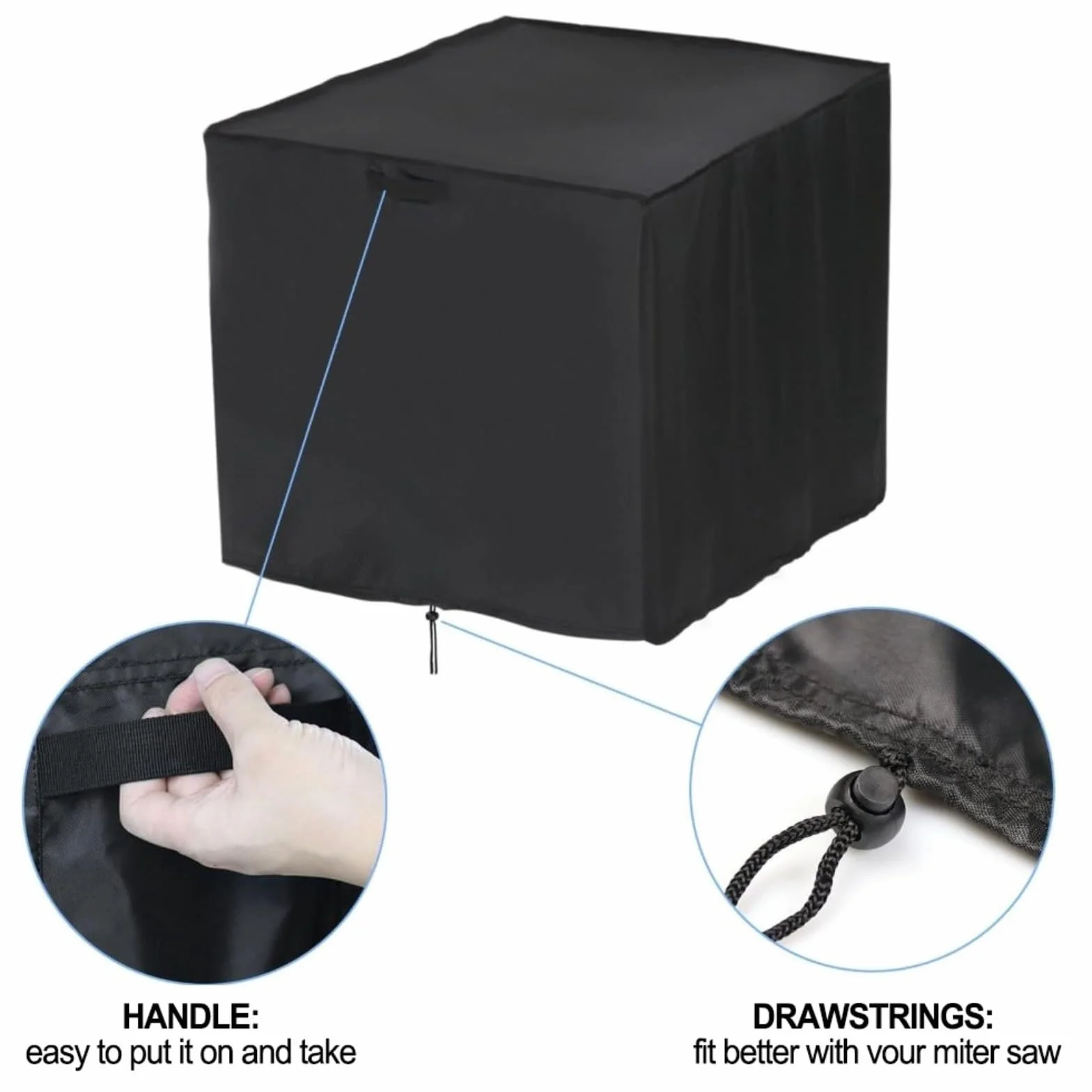 Funda protectora Oxford para sierra ingletadora impermeable 71 x 61 x 71 pulgadas negra