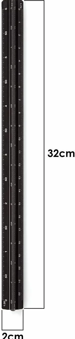 Escalímetro triangular de aluminio 30 cm precisión 1:20 1:25 1:50 1:75 1:100 1:125