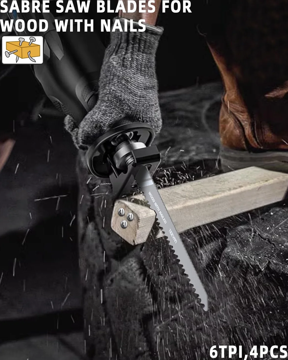 Accesorios de Sierra de Sable,Juego de 14 Hojas de Sierra de Sable 150mm Juego de Hojas de Sierra con Caja de Almacenamiento para Corte Metal Metal Delgado Plástico Madera y Madera con Clavos