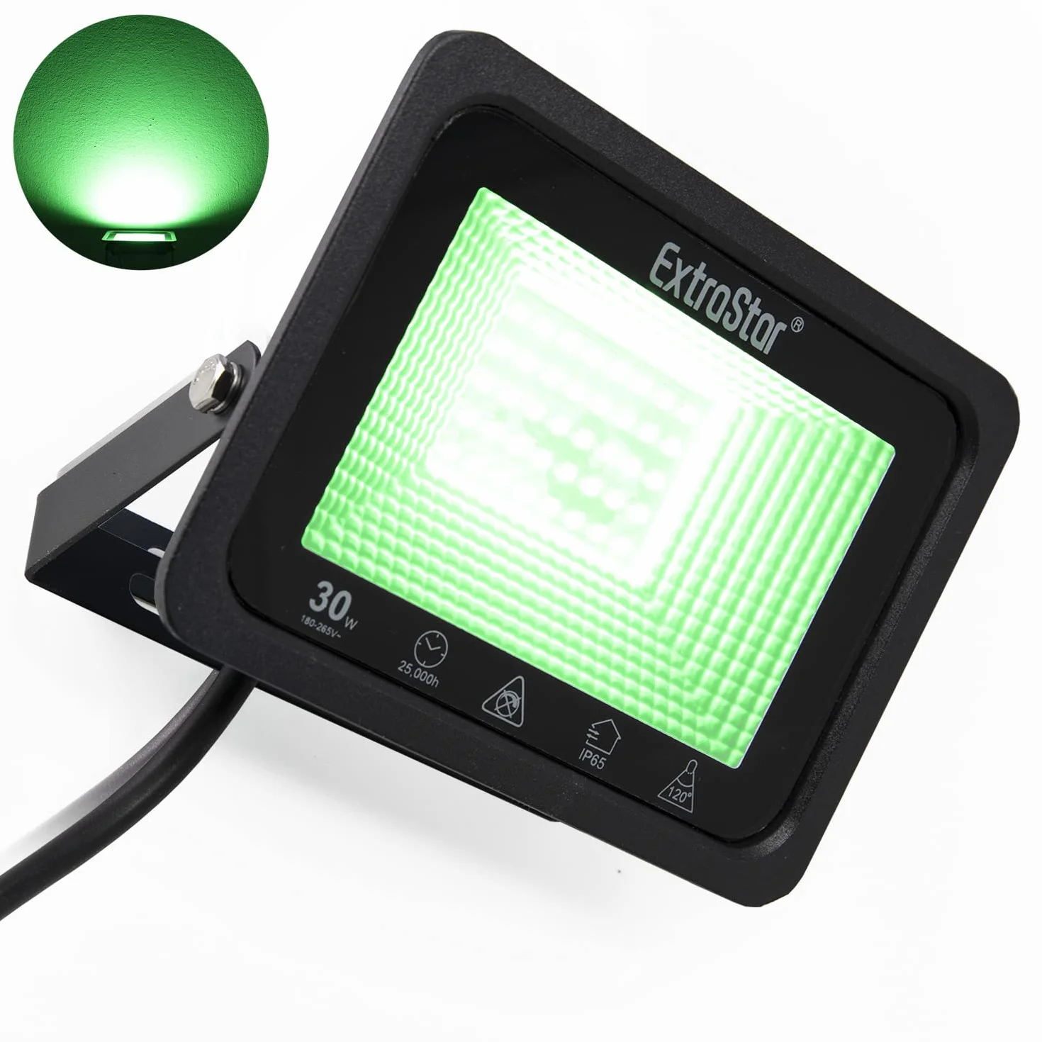 EXTRASTAR Foco LED de 30 W, 2400 lm, superbrillante, resistente al agua, IP65, para patio, entrada, puertas, garaje, pasillo, jardín (verde)