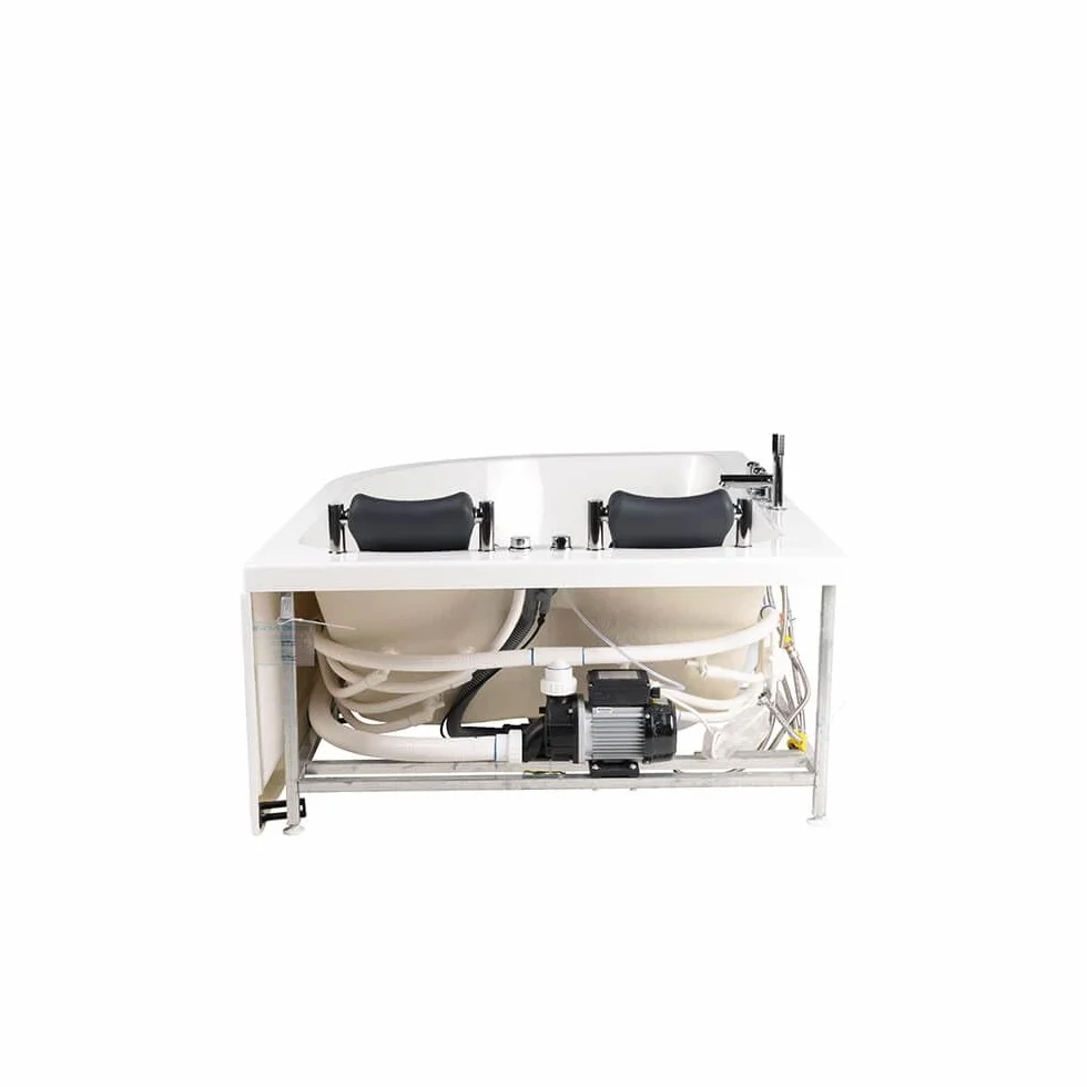 Home Deluxe - Bañera de hidromasaje - BLUE OCEAN XL izquierda, blanca, dimensiones: 180 x 120 x 65 cm - incl. cojín cervical, grifería y bomba de hidromasaje I Bañera de hidromasaje para 2 personas,