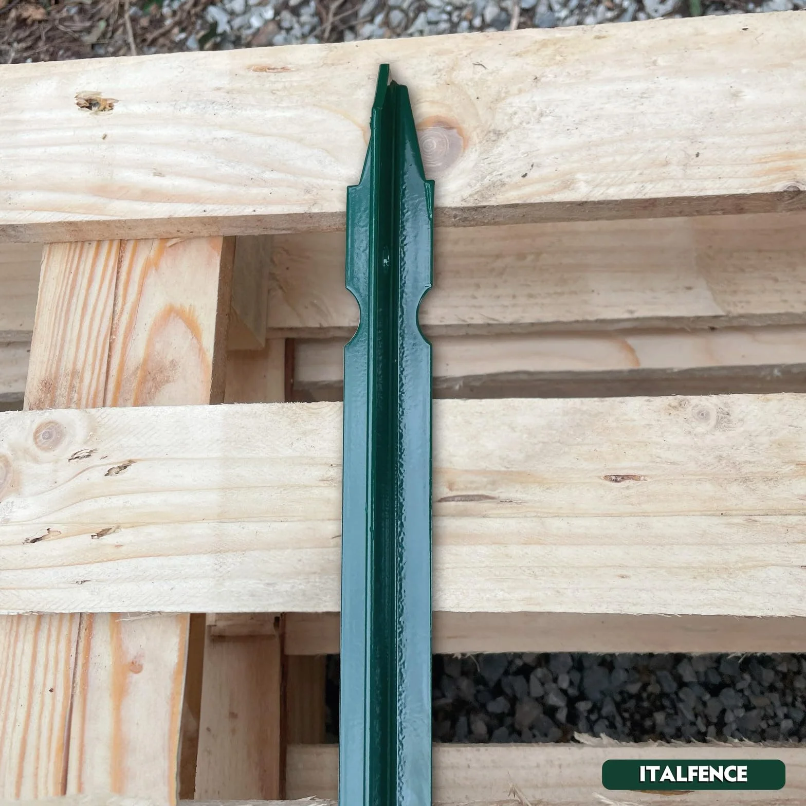 Poste T H125cm 30x30x3mm en hierro plastificado verde [5 piezas]