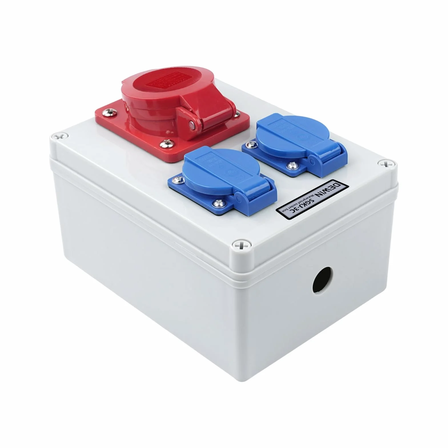 Distribuidor de Corriente de Pared, Enchufe Exterior Estanco 2x 220V Enchufes Schuko 16A+Enchufes CEE 16A 5P (3P+N+E) Caja Cuadro Electrico IP66 Impermeable para Construcción, Interiores y Exteriores