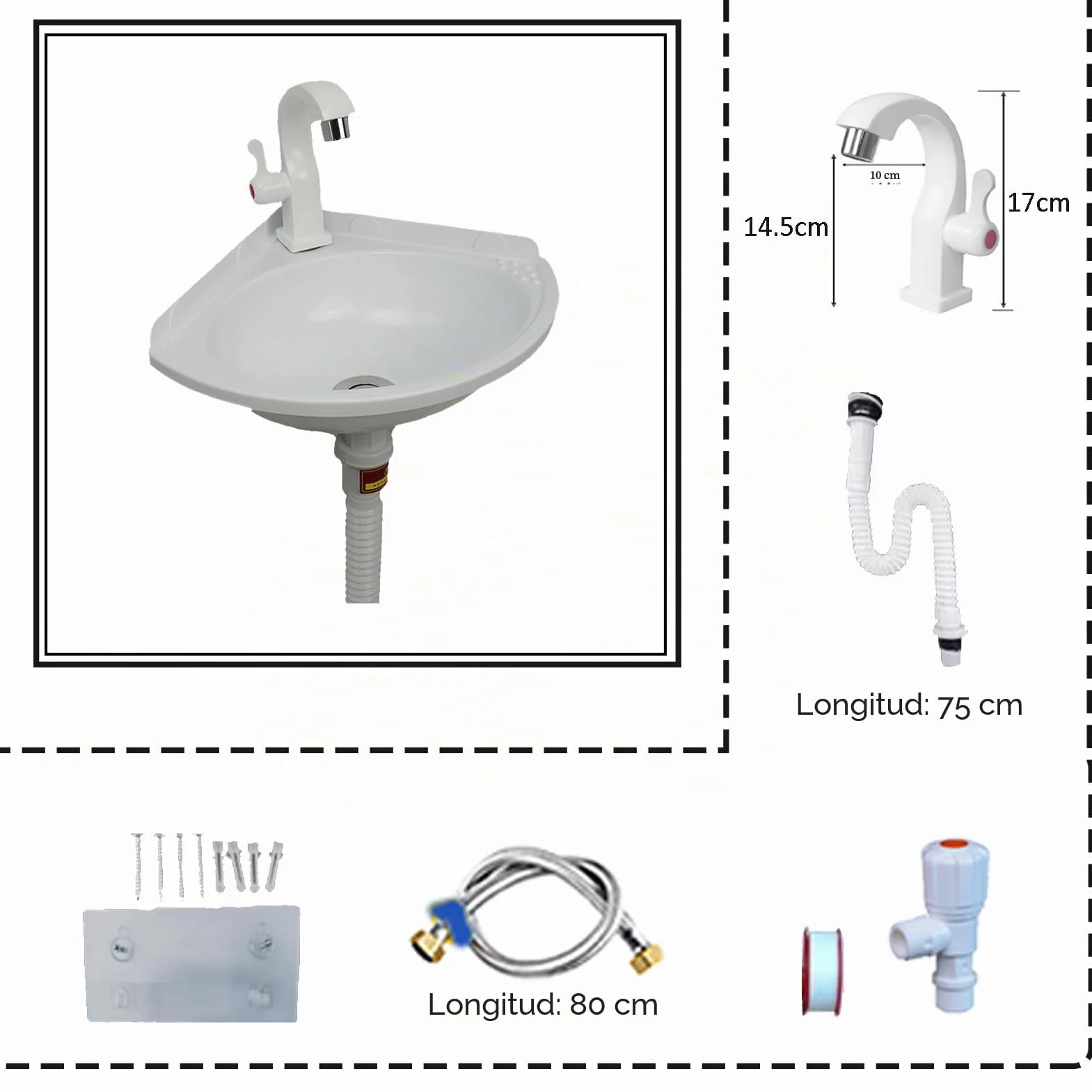 Lavabo de plástico de color, pequeño lavabo de esquina para lavarse las manos, fregadero de pared de plástico, mini lavabo, lavabo para autocaravana, fregadero para jardín, camping, sótano