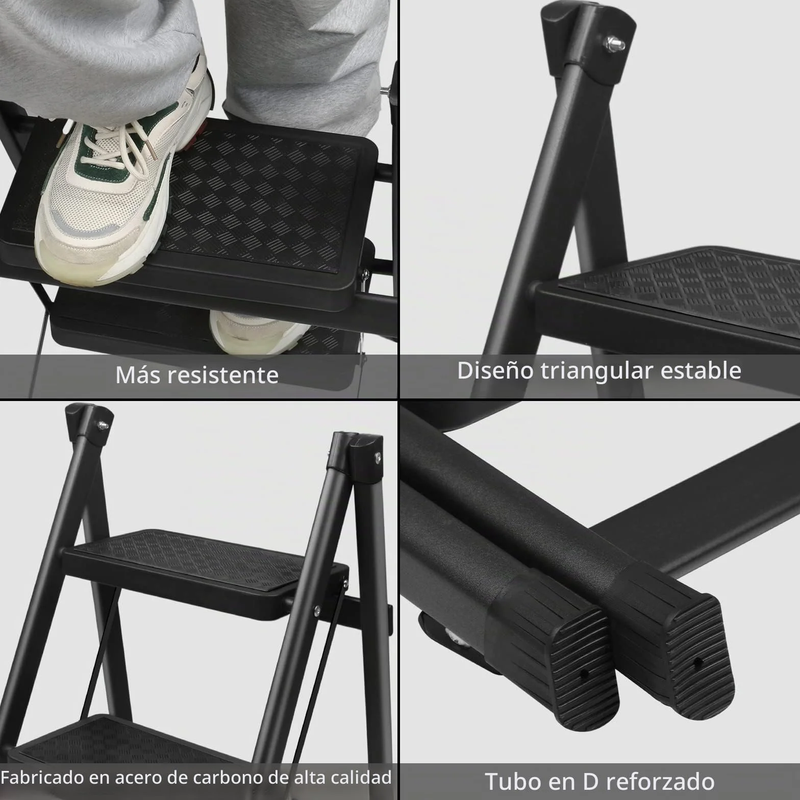 2 Peldaños Taburete Escalera Plegable, Taburete o Soporte de Exhibición Portátil, Ligero Escalones Antideslizante multifuncional para Hogar, Cocina, Oficina (Escalera de 2 peldaños)