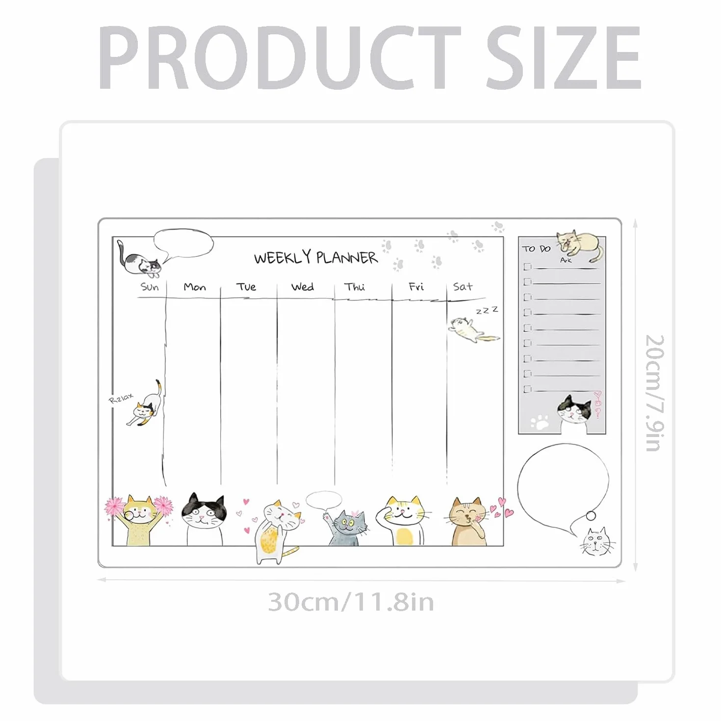 Borrable Organizador Semanal, Weekly Planner Acrílico para Escritorio, Tablón de Mensajes