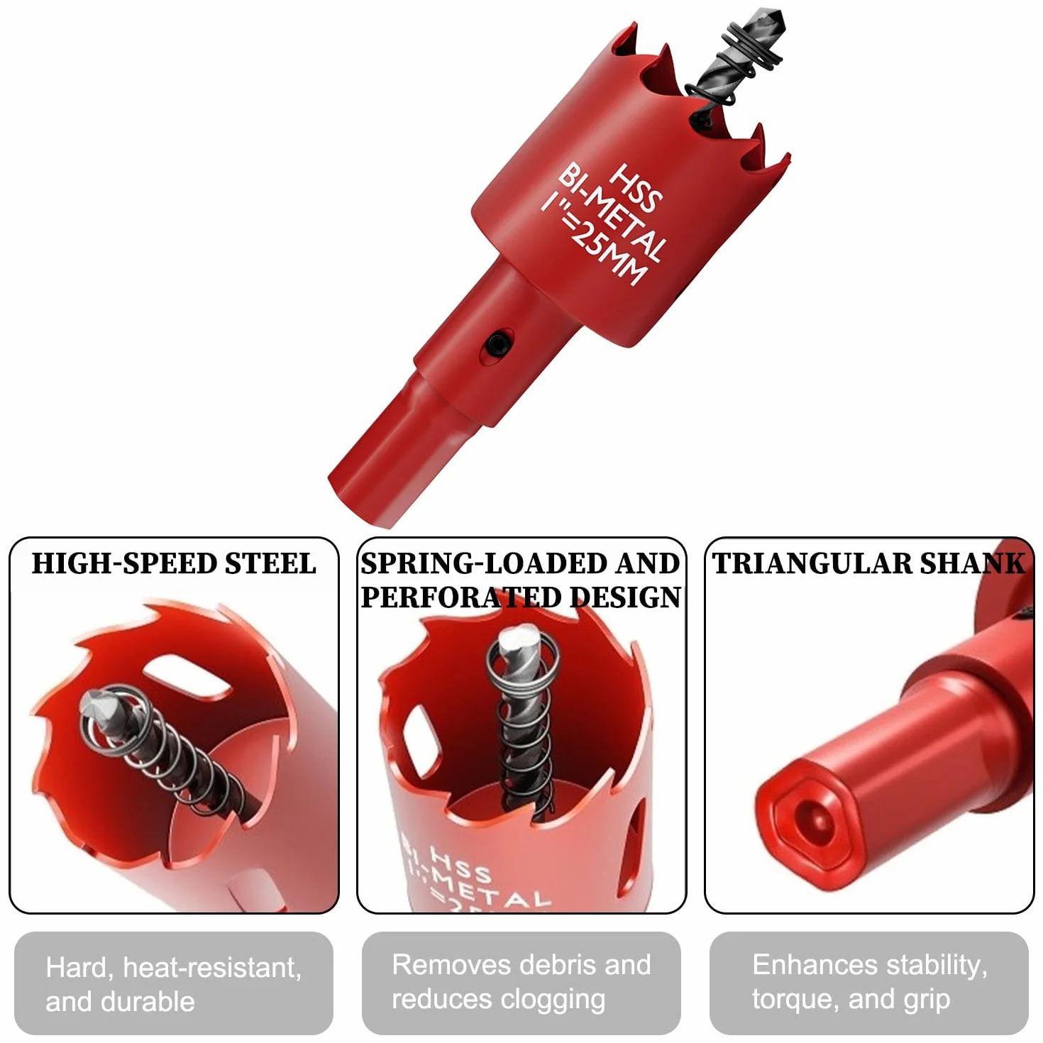 Sierras de Corona 60mm,M42 HSS Bi-Metal Corona Taladro,Corona Metal para Pladur Madera Plástico,1 pieza Rojo