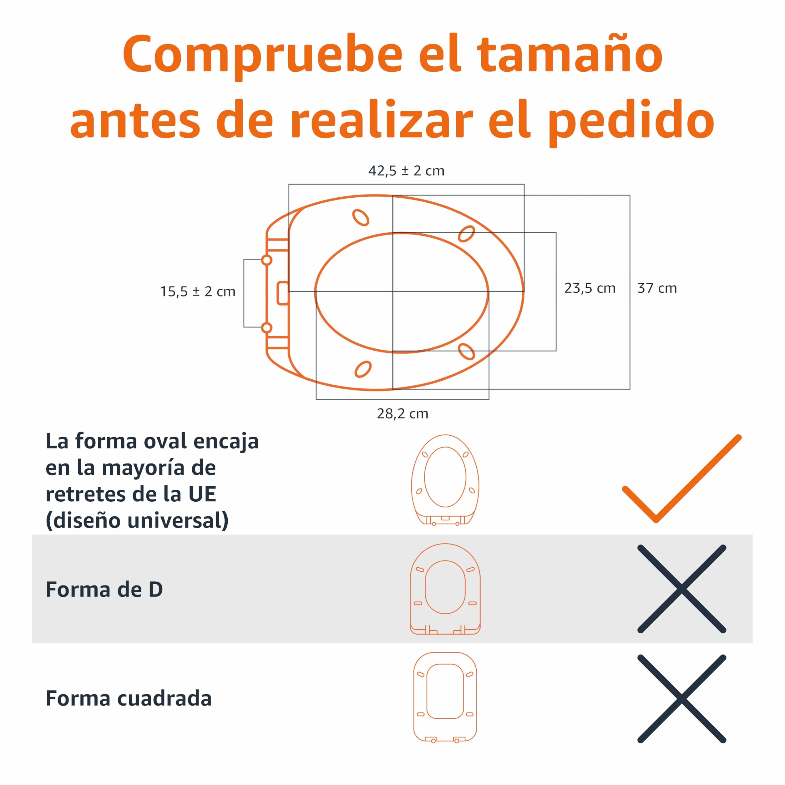 Amazon Basics Ovalado Asiento de inodoro de cierre suave, liberación rápida, urea, 37 x 42.5 cm, Blanco