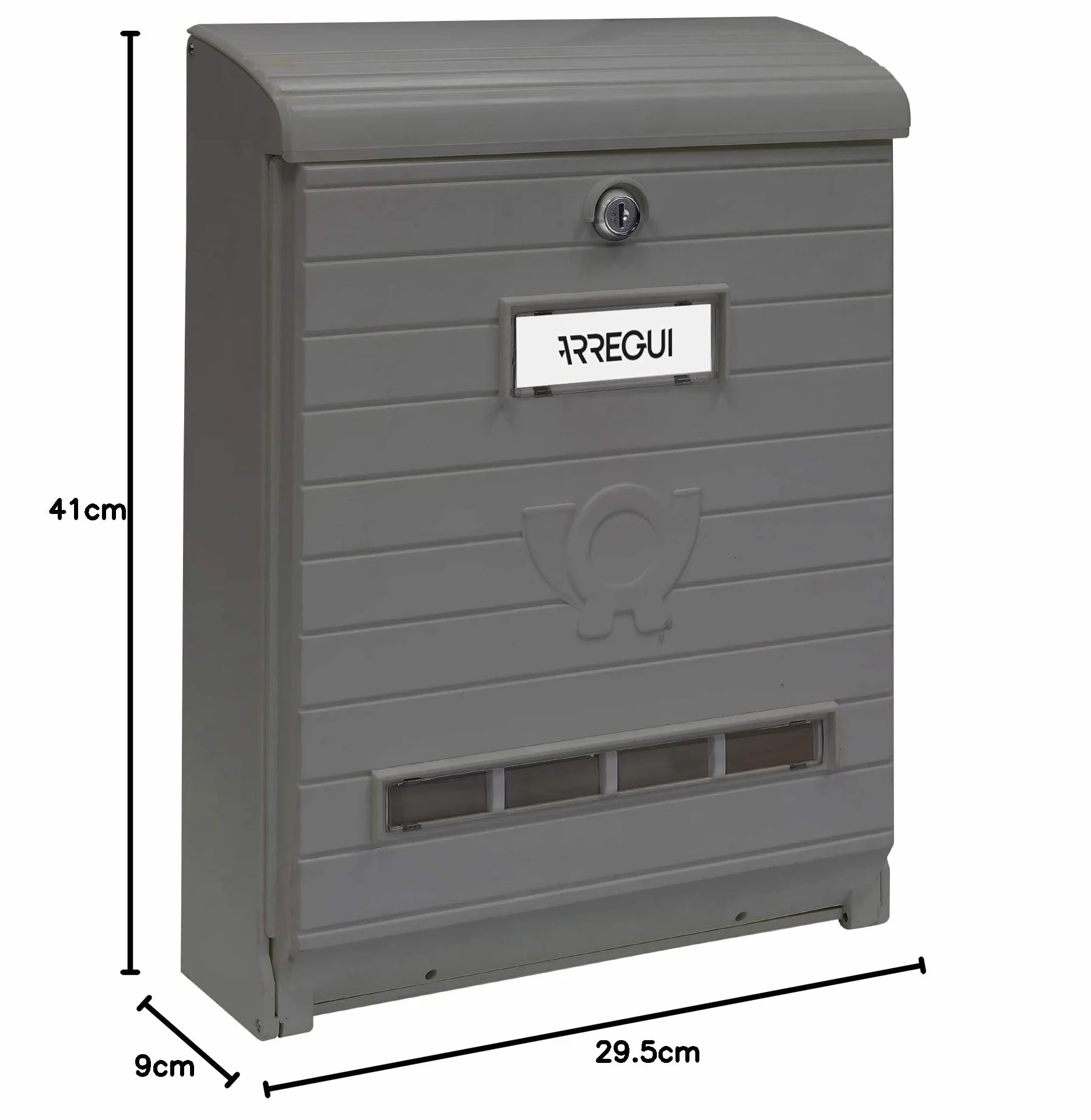 Buzón Exterior de Plástico de Gran Resistencia, Tamaño L (Revistas, Sobres C4), Buzón de Pared de Gran Capacidad, Buzón de Correo Antilluvia, Anticorrosivo, Gris