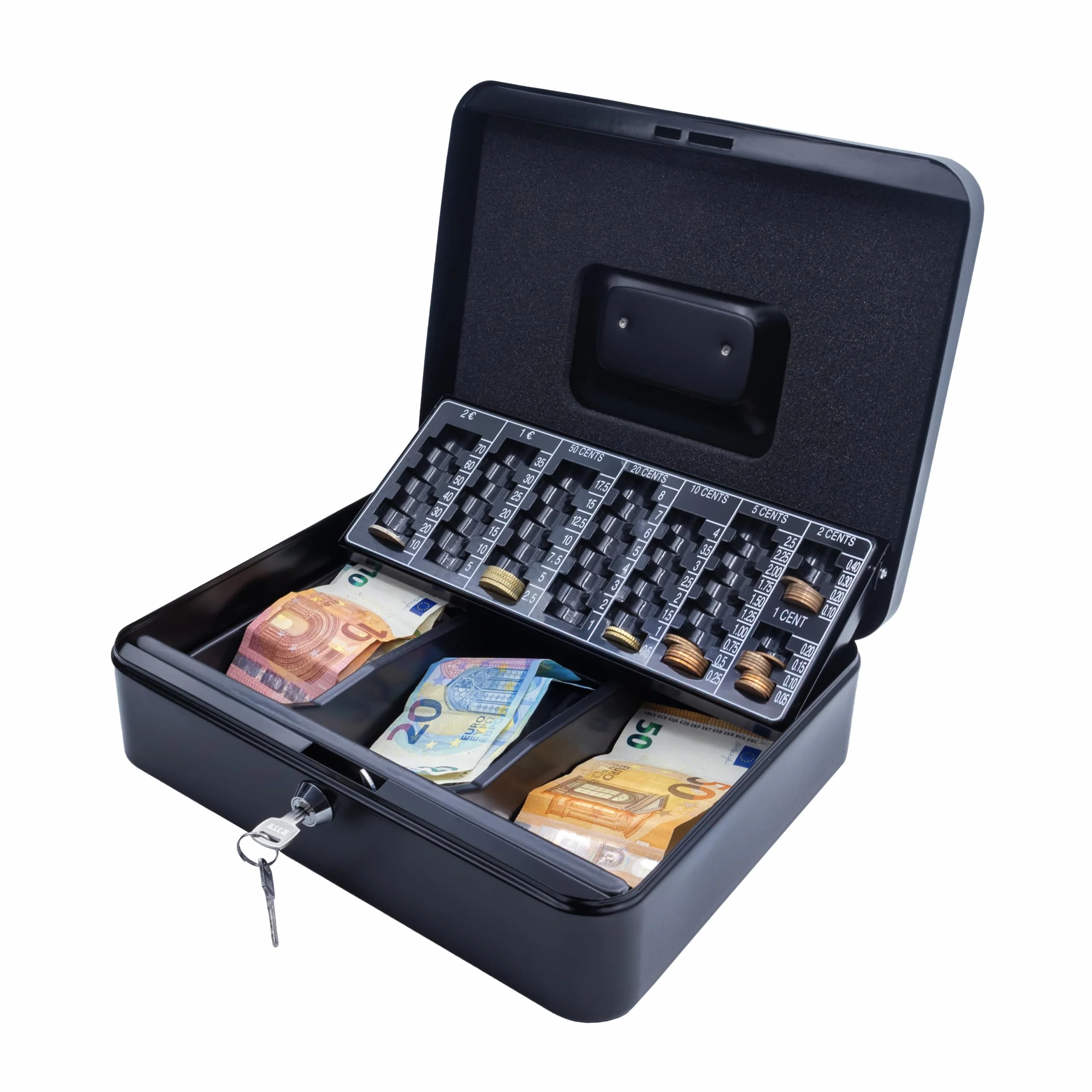 iggual Caja de Efectivo con 2 Llaves, Bandeja Organizador, Negro