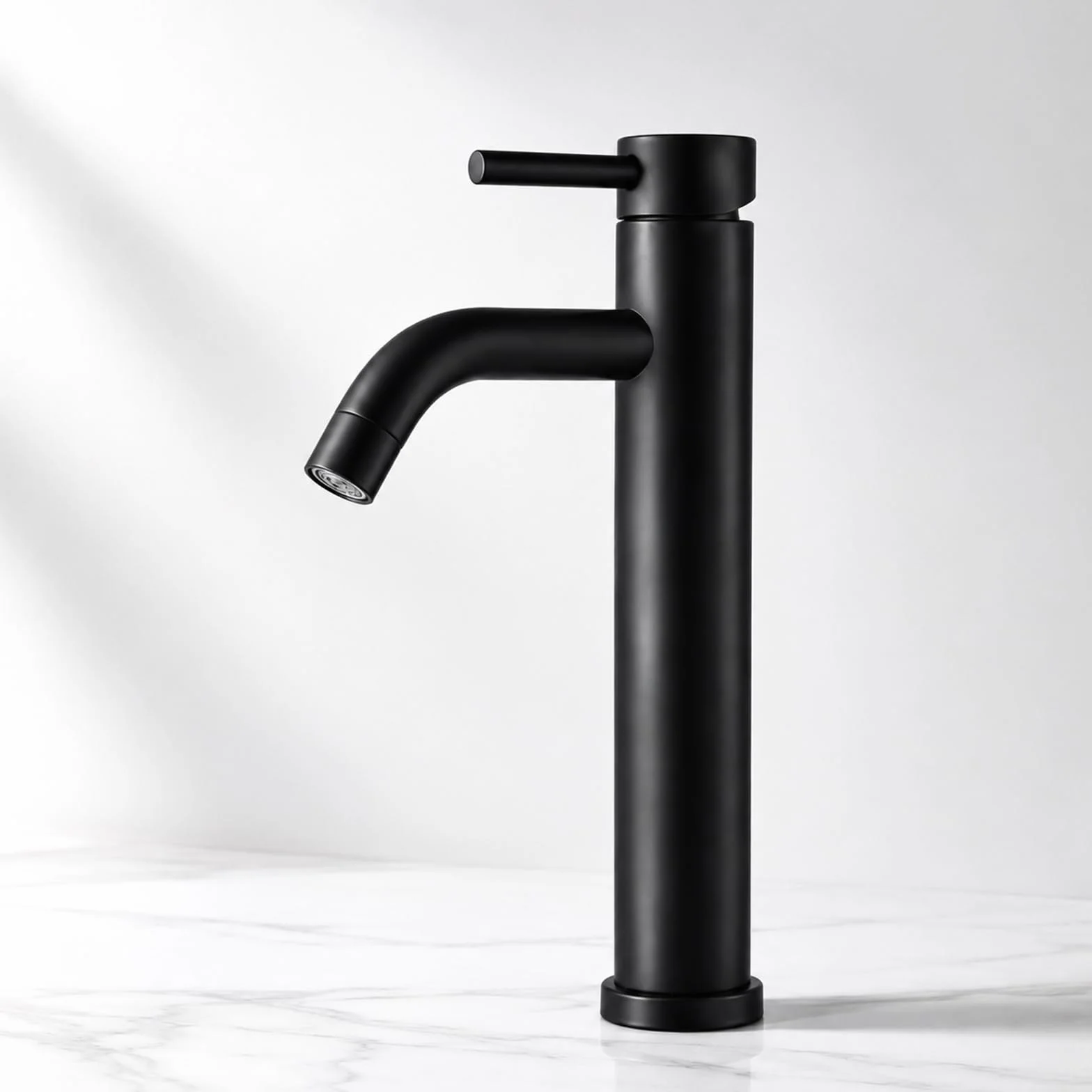 Grifo de Lavabo Alto Monomando para Baño, Acero Inoxidable, Acabado Negro Premium Resistente al Desgaste, Diseño Moderno y Minimalista(ALTO NEGRO)