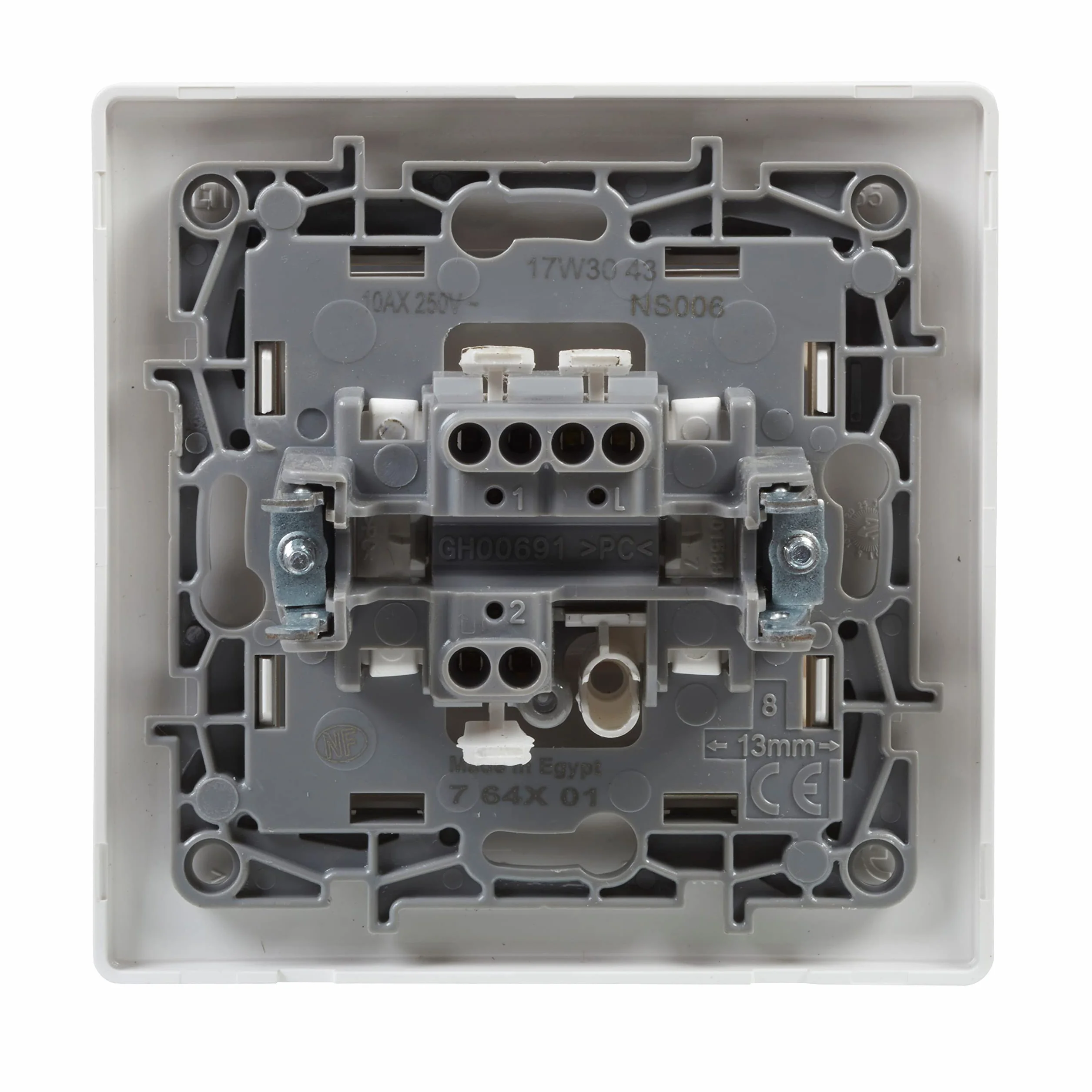 LEGRAND Interruptor Conmutador 10A, Gama Niloé Monobloc, Mecanismo Completo con Marco, Blanco, 396450