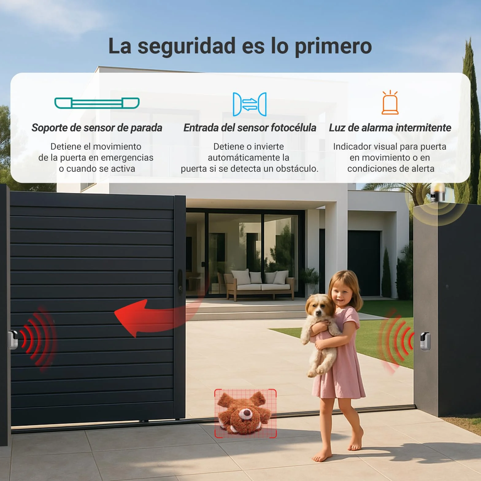 EZVIZ Motor Puertas Correderas Exterior 400 kg, con 4 Metros Cremallera de Nailon y Acero, Dos Mandos a distancia, una Luz de Alarma, Wi-Fi/Bluetooth, Instalación de dos cables, Impermeable, HG2 400