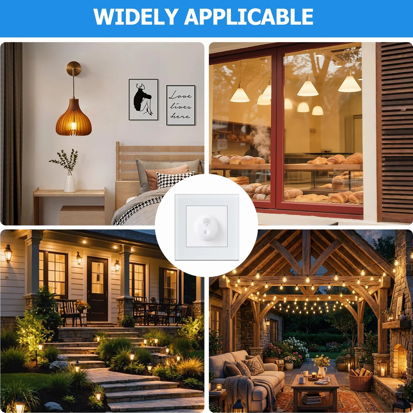 Interruptor Dimmer LED 220v, Regulador de Luz para LED Regulables de 1–60W / Halógenos de 15–300W, Dimmable Switch Protección Segura, Sin Ruido
