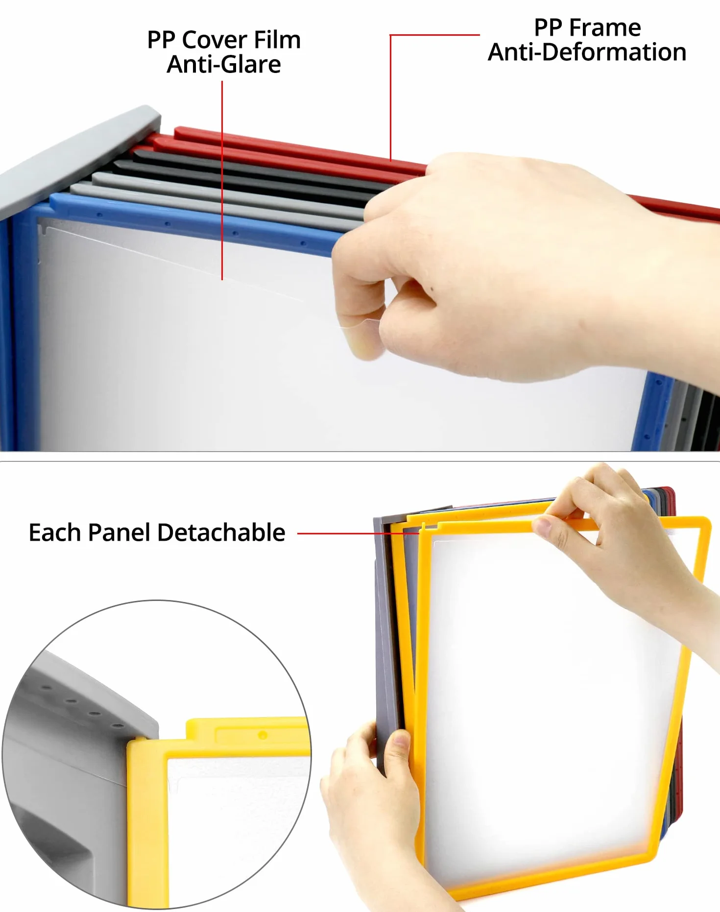 QWORK® Paquete de 2 Sistema de paneles de pared - 10 Paneles A4 Portadocumentos multicolor
