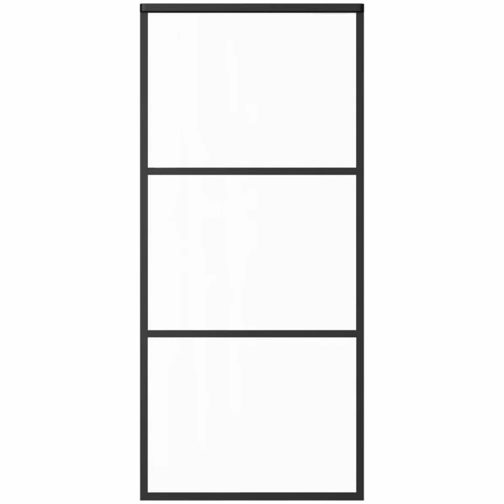 vidaXL Puerta Corredera con Herrajes Entrada Corrediza Deslizante Hogar Cuarto de Baño Salón Sala de Estar Habitación ESG Vidrio y Aluminio 90x205 cm
