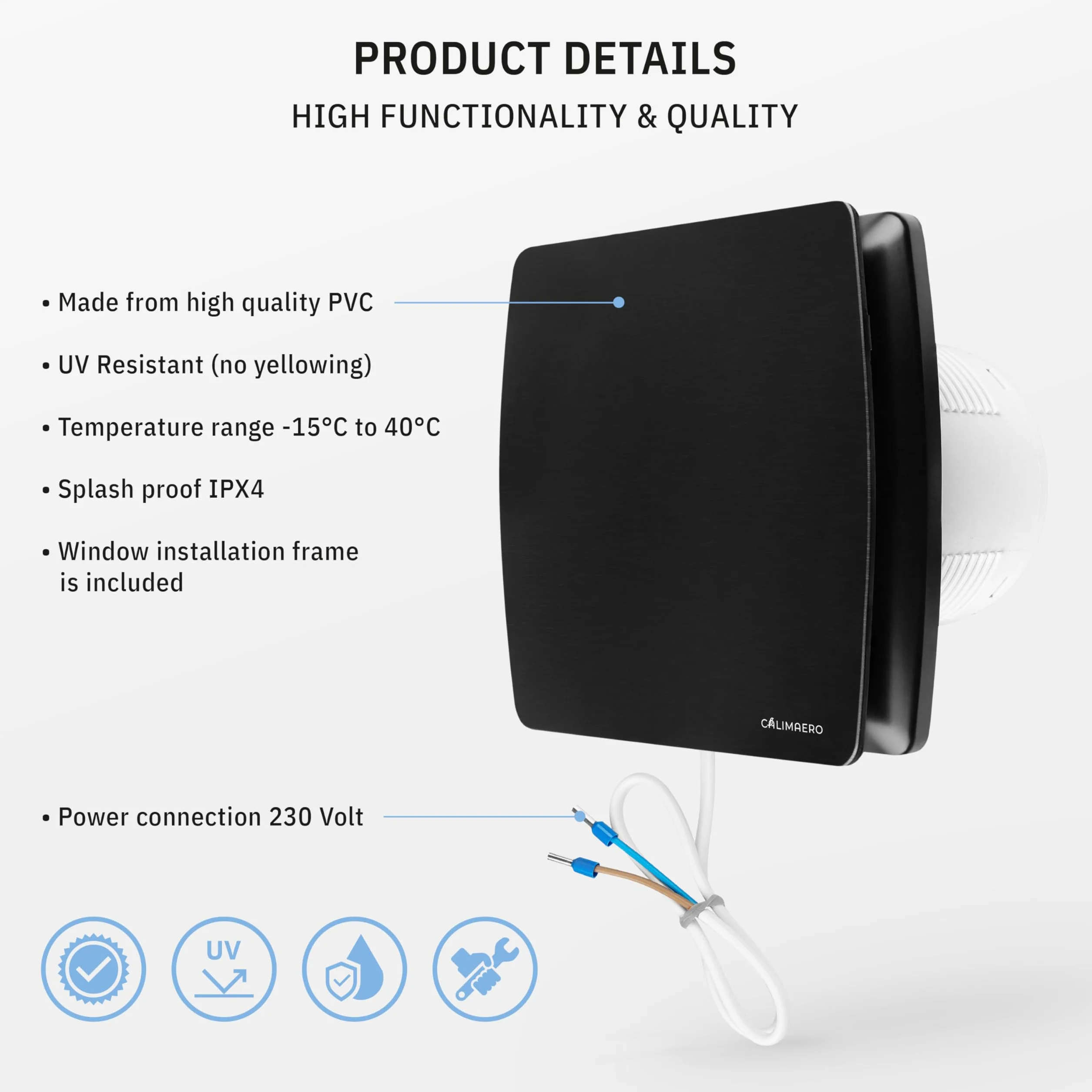 BREEZE Ventilador de Baño 100mm Sensor de Humedad IPX4 12W 95m³/h Silencioso