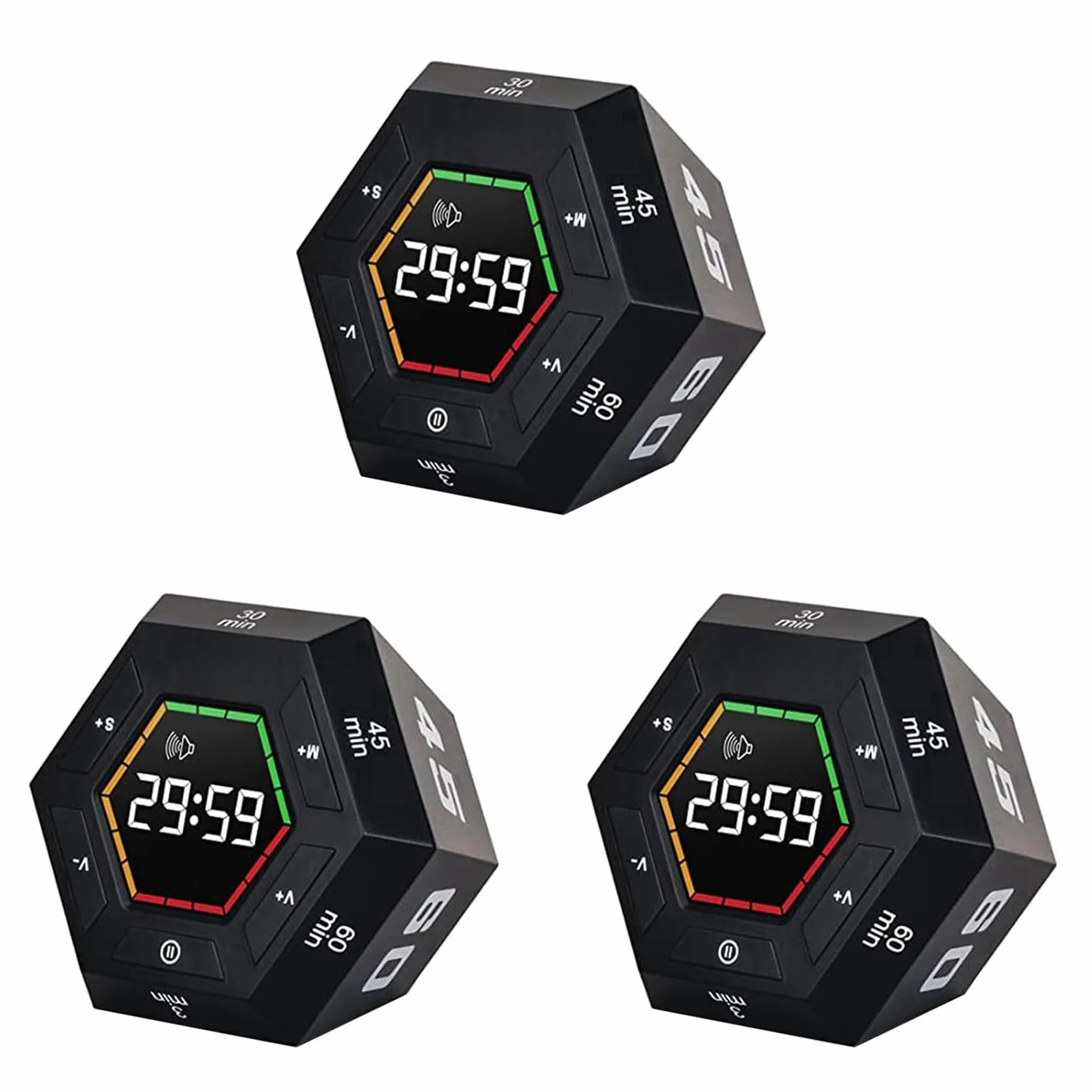 3X Temporizador Pomodoro, Temporizador de Productividad, 3, 5, 15, 30, 45, 60 Minutos Temporizador de Cuenta Regresiva Inteligente Preestablecido, Herramienta de GestióN del Tiempo