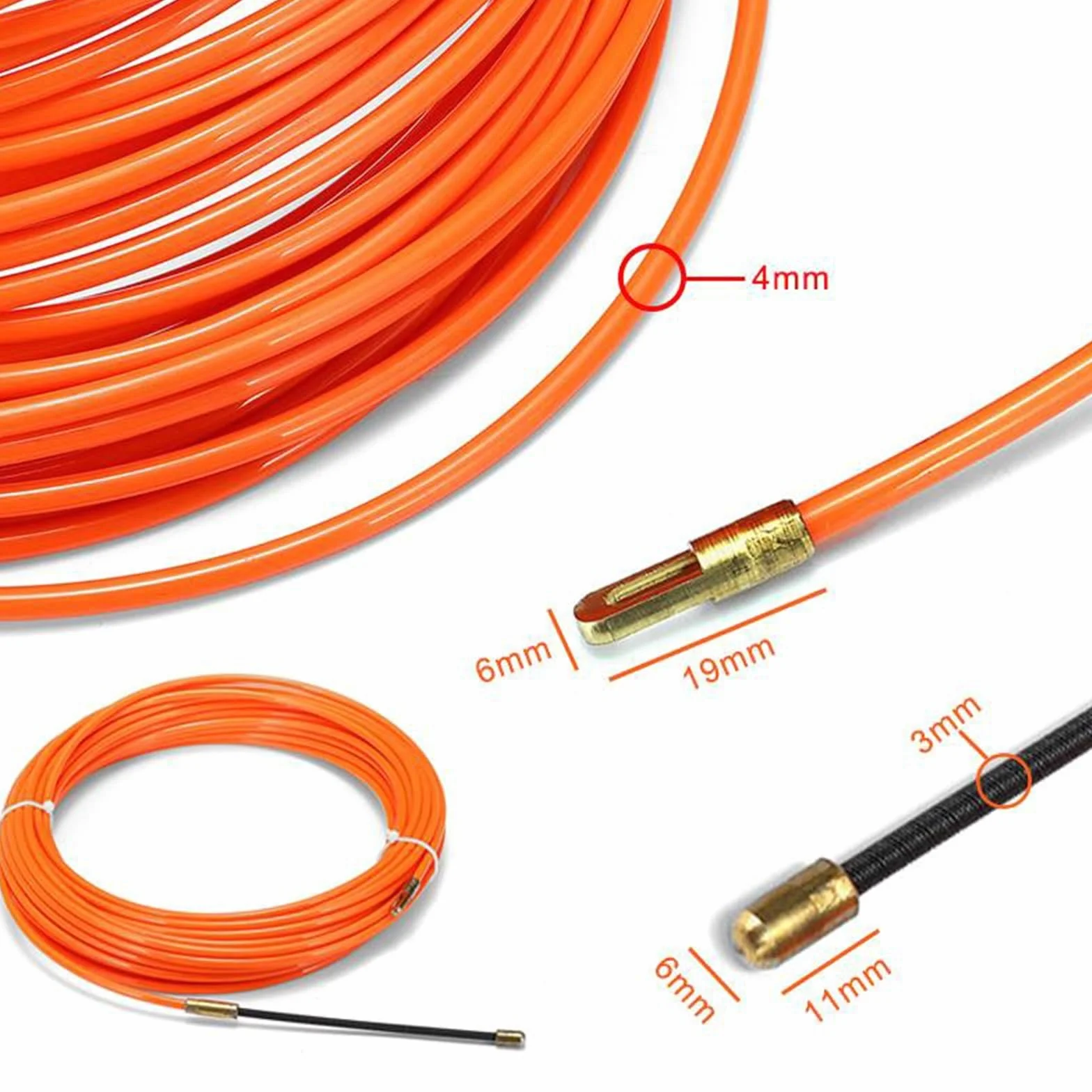 Extractor de cable Empujadores de cable Empujador Nuevo dispositivo de guía eléctrico Conjuntos de cables Cables eléctricos Cinta pescadora Alambre liso for cables de electricista(30M)