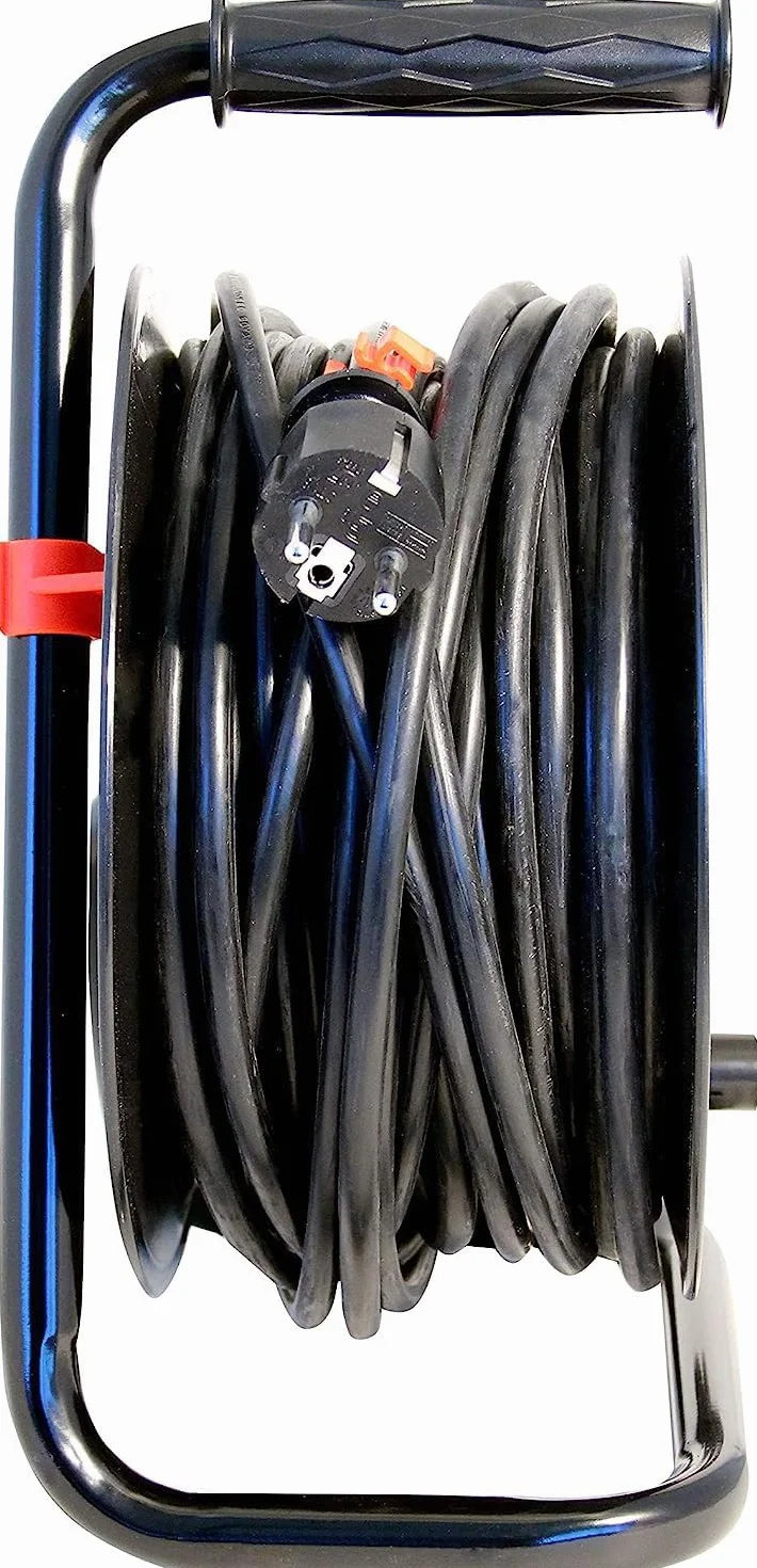 Carrete de cable DIY 4 enchufes estándar Schuko, cable H05VV-F3G1.5MM2, 15M, CE