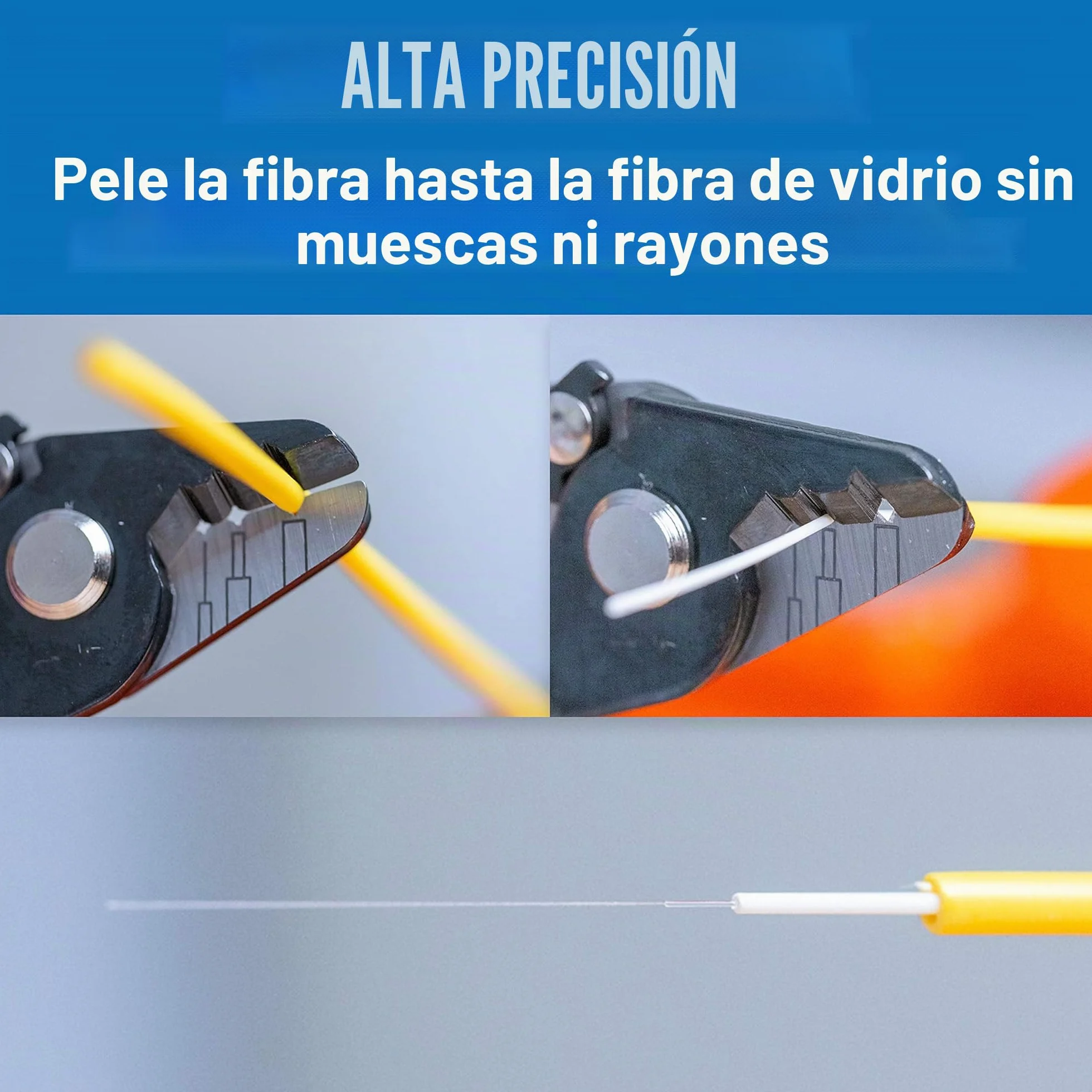 Pelacables de fibra óptica con tres agujeros JIC-375 de Jonard con mango de TPE, 15 cm de largo