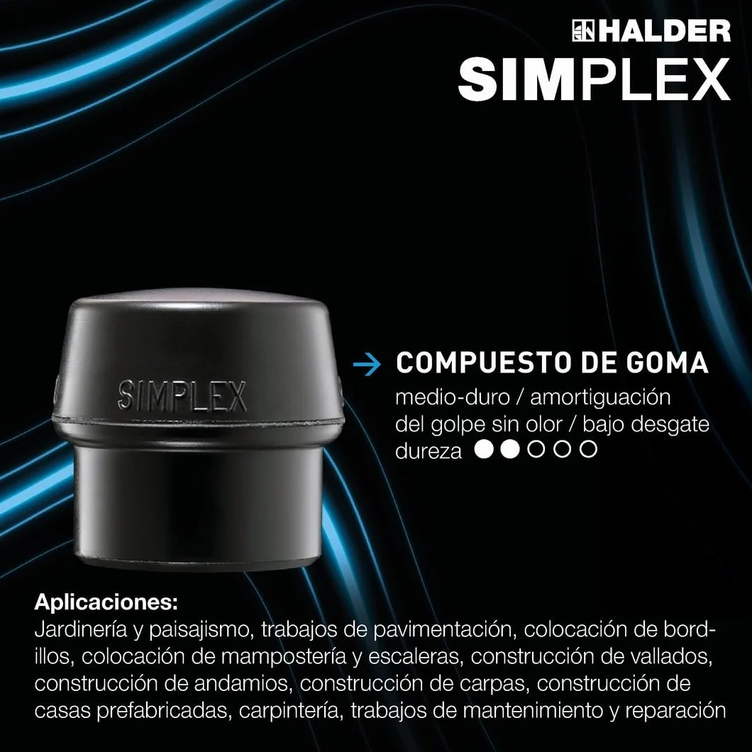 HALDER 3026.050 - Maza de goma + acetato Simplex Ø 50 mm