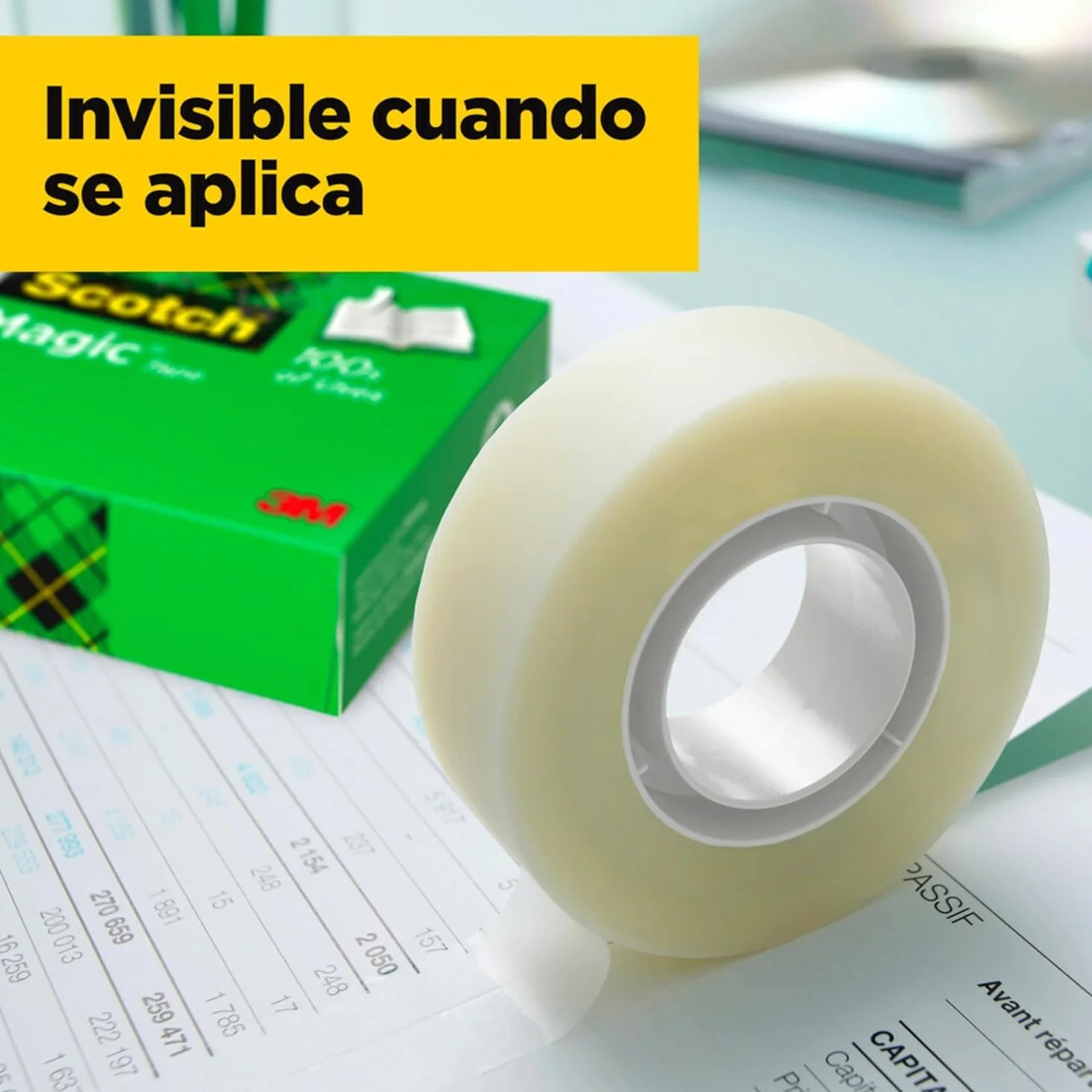 Scotch Magic Dispensador de cinta adhesiva portarrollos sobremesa 3 rollos transparente 19 mm x 33 m base antideslizante negro