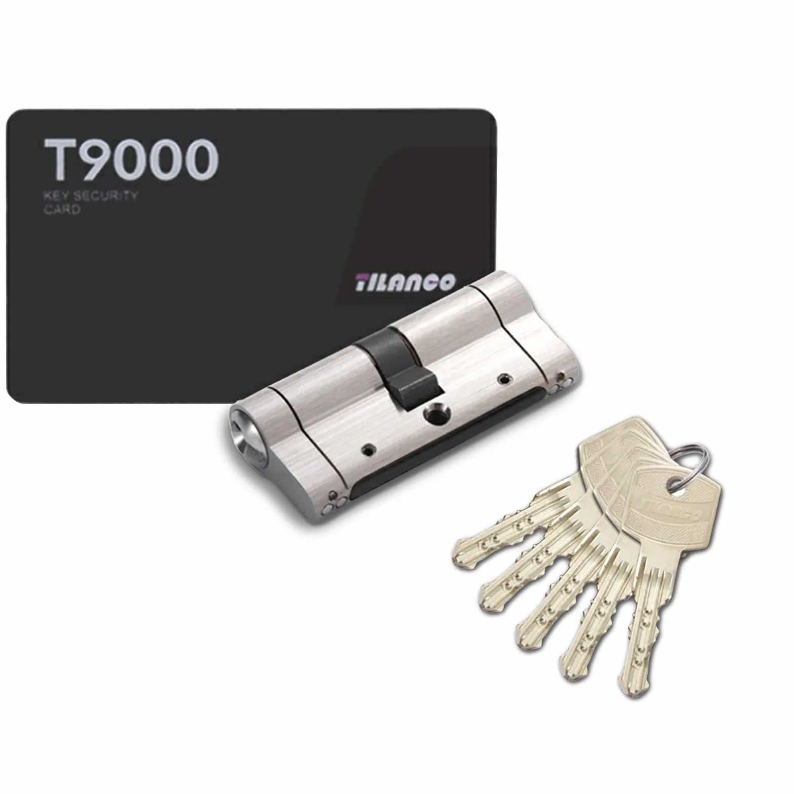 Cerradura de cilindro 30 30 mm, Anti-Ruptura Cerradura de cilindro de embutir de doble apertura, 5 llaves principales y tarjeta de código