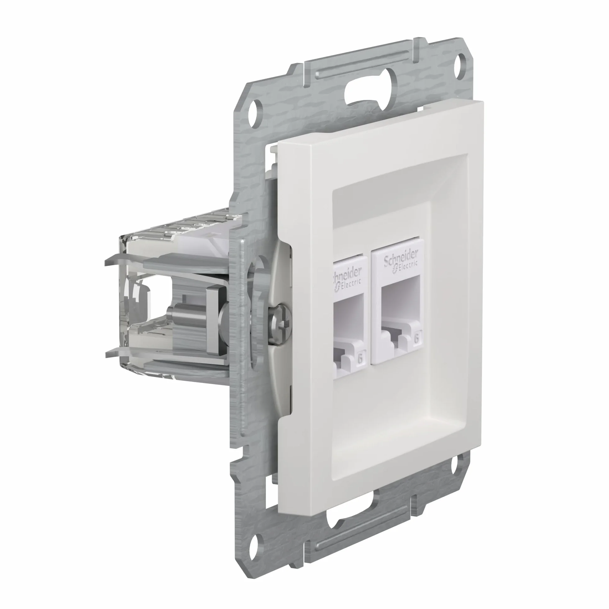 Schneider Electric Asfora EPH4870121D RJ45 Cat.6e - Enchufe de red (2 enchufes, conector de datos, IDC), color blanco