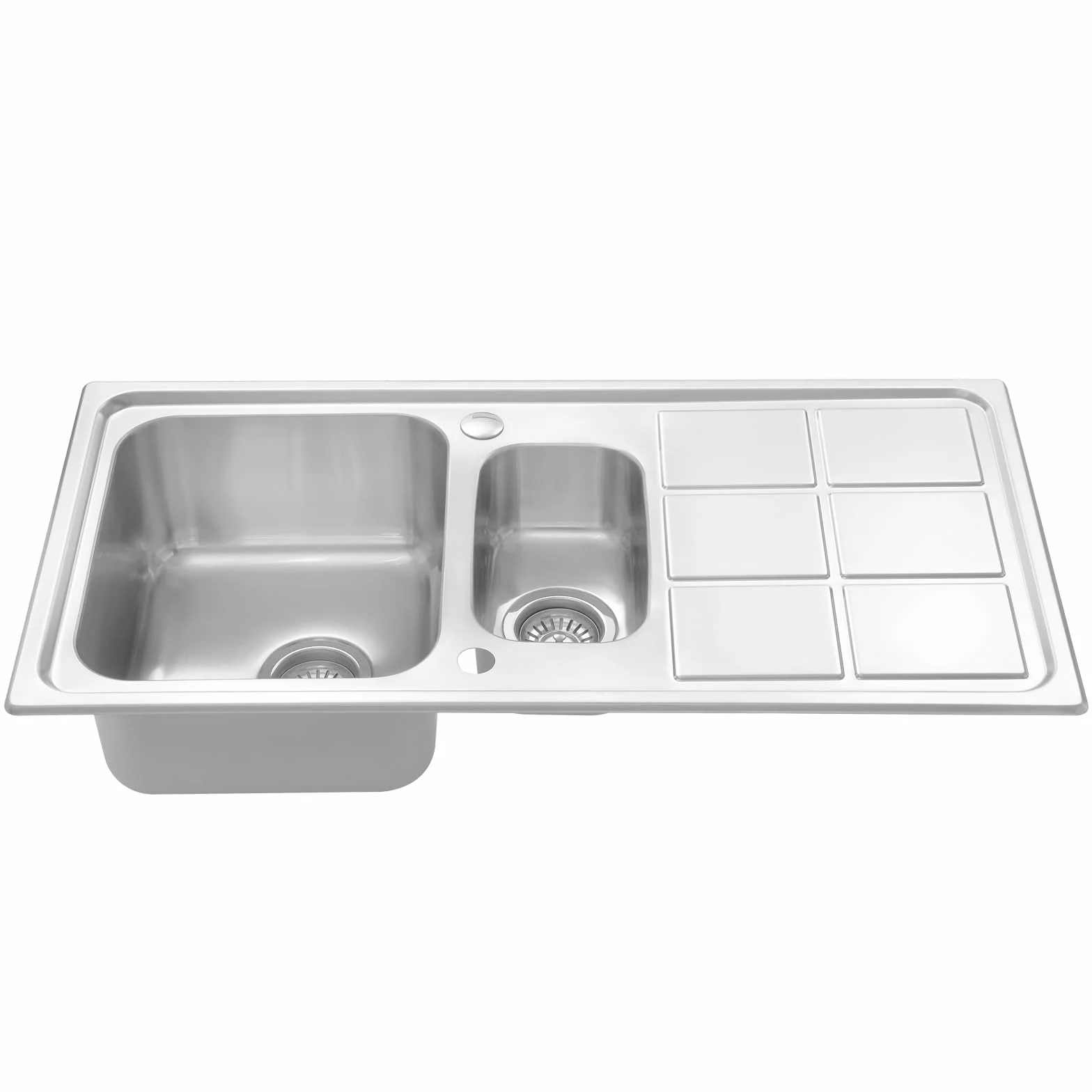 JASSFERRY Fregadero de cocina 1,5 senos, de Acero Inoxidable, escurridor reversible, con colador de residuos