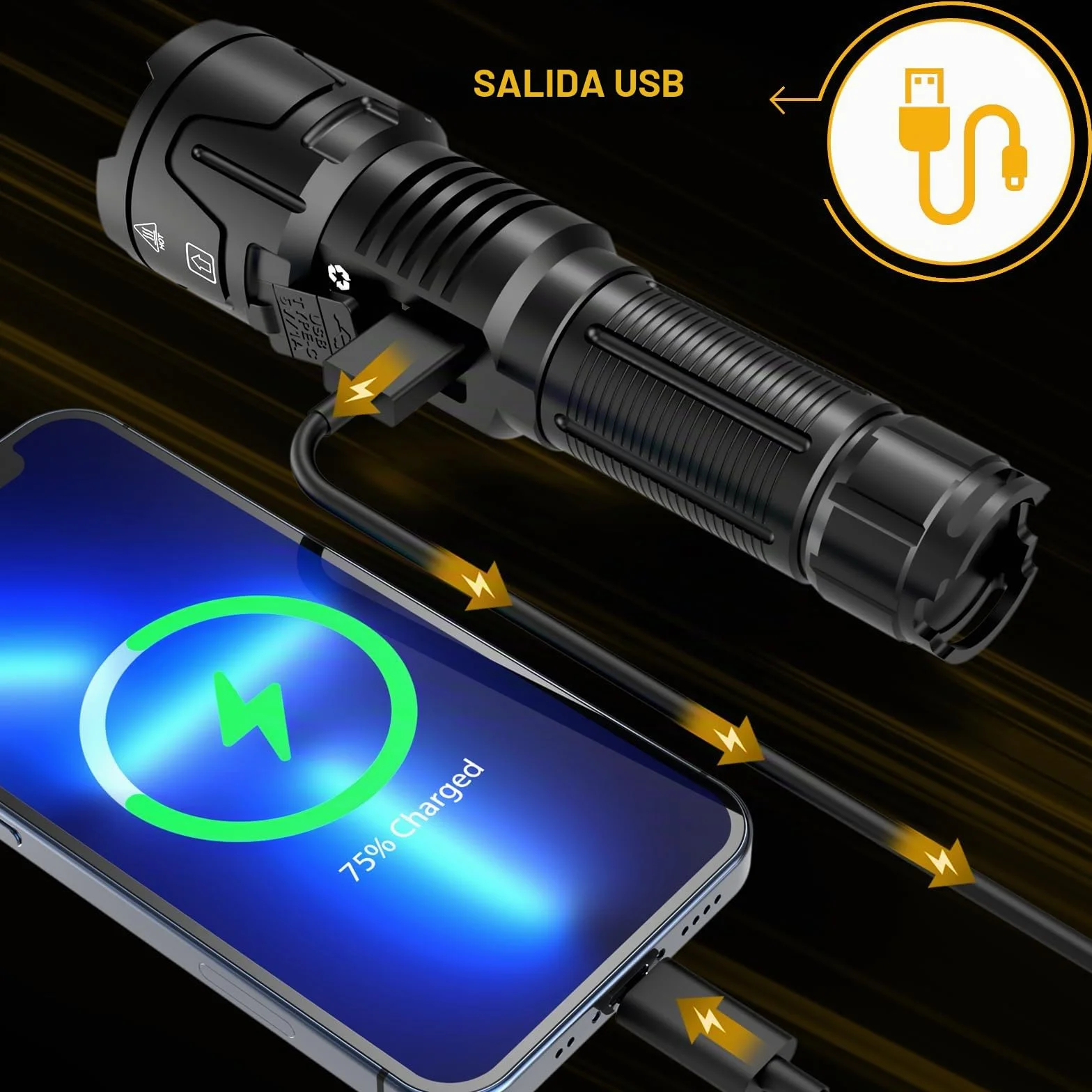 Linternas LED Alta Potencia, 1,000,000 Lúmenes Linterna Recargable Potente Largo Alcance, Linterna Tactica Policial, XHQ99.2 Flashlight De Alta Luminosidad Para Emergencia Camping Regalo