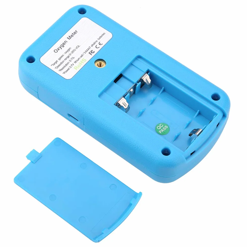 Detector de Oxígeno Portátil 0~25% VOL Medidor de Gas O2 con Alarma Pantalla Digital