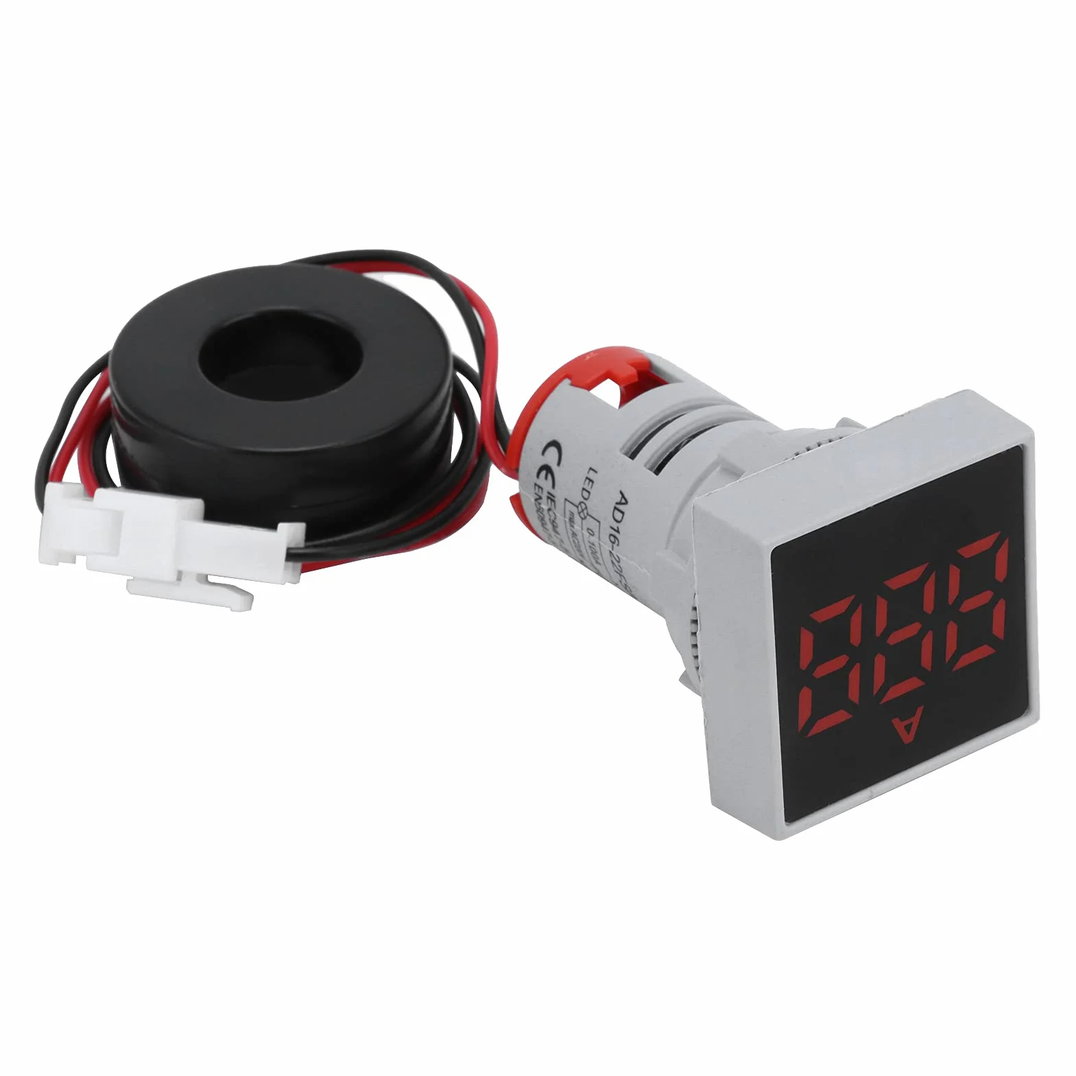 Fafeicy Amperímetro digital, AD16-22FSA AC 220V Medidor de corriente digital Luz de señal cuadrada Medidor de corriente Panel mate Amperímetro Luz indicadora de señal, para electricidad(rojo)