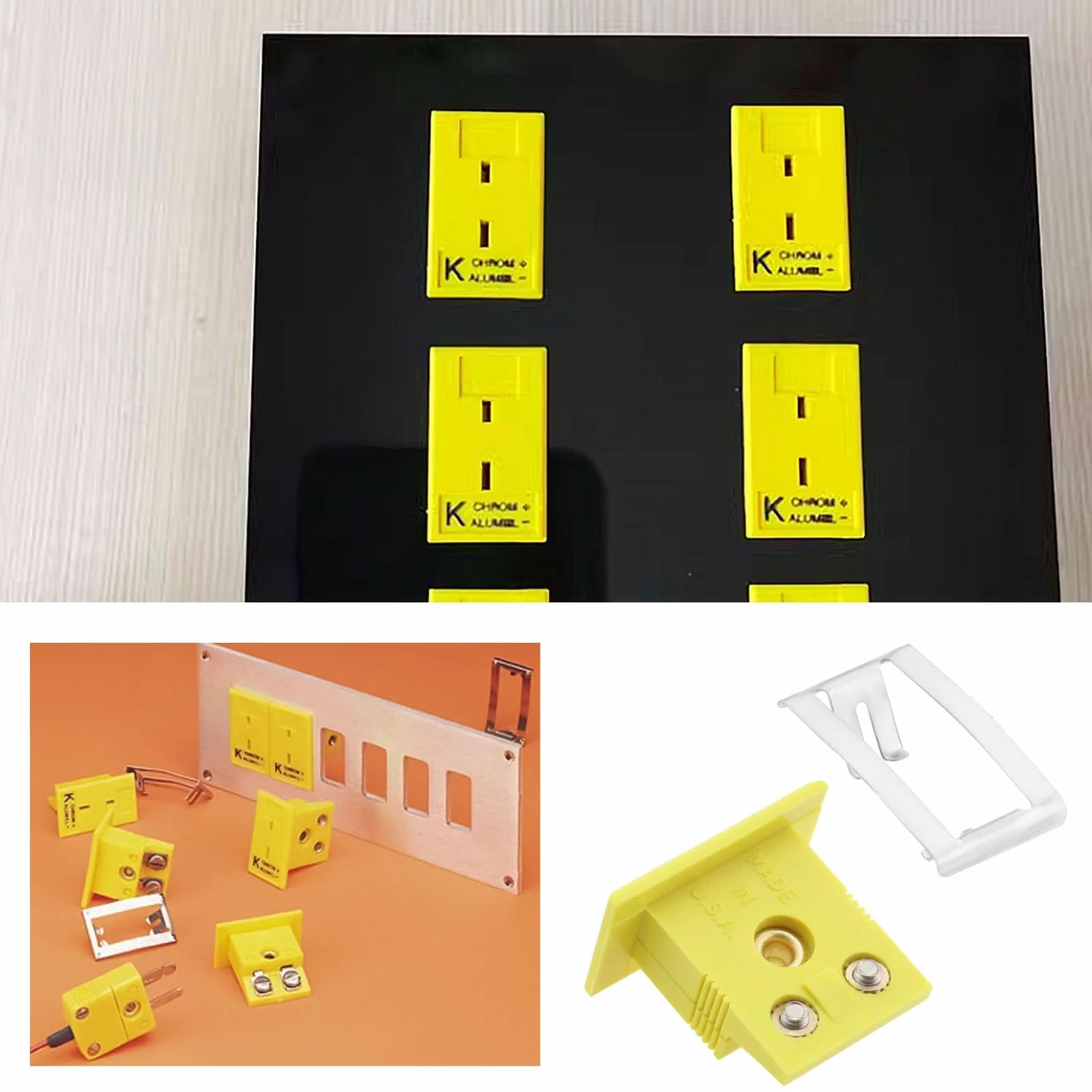 OTOTEC 4 Juegos de Conectores de Cable de Termopar Tipo K con Panel Minienchufe Amarillo con Instalación de Panel MPJ-KF de 21mm X 24mm X 14mm