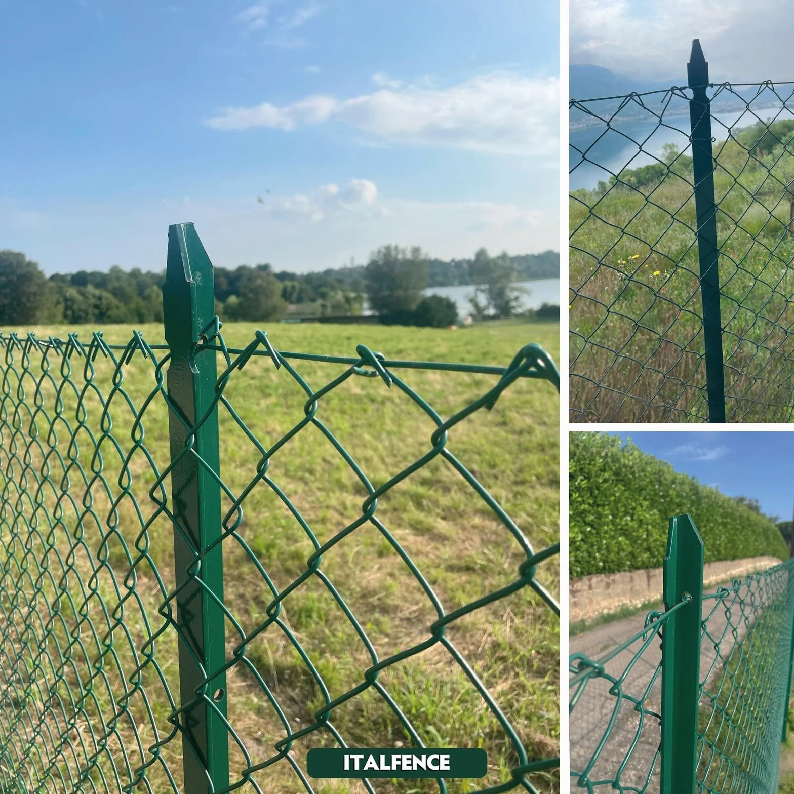 Poste T H125cm 30x30x3mm en hierro plastificado verde [5 piezas]