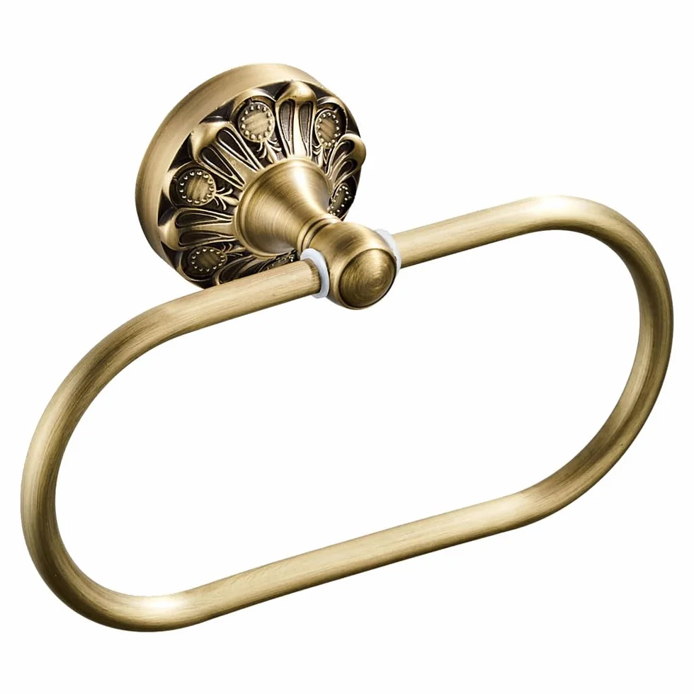 Soporte de Toalla Ovalado Antiguo de Latón, Colgador Montado en la Pared para Baño (Cepillo para Polvo de Bronce)
