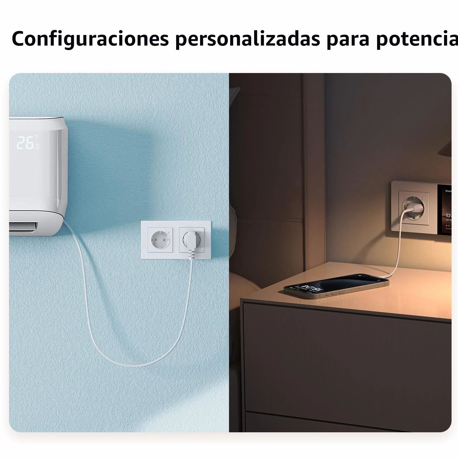 Aqara Enchufe Pared H2 EU, Requiere Zigbee 3.0 HUB,16A, Programación | Matter, Monitoreo Energía y Protección Energía, Modo Temporizador y Control Voz,Compatible HomeKit, Alexa, Google Home, IFTTT