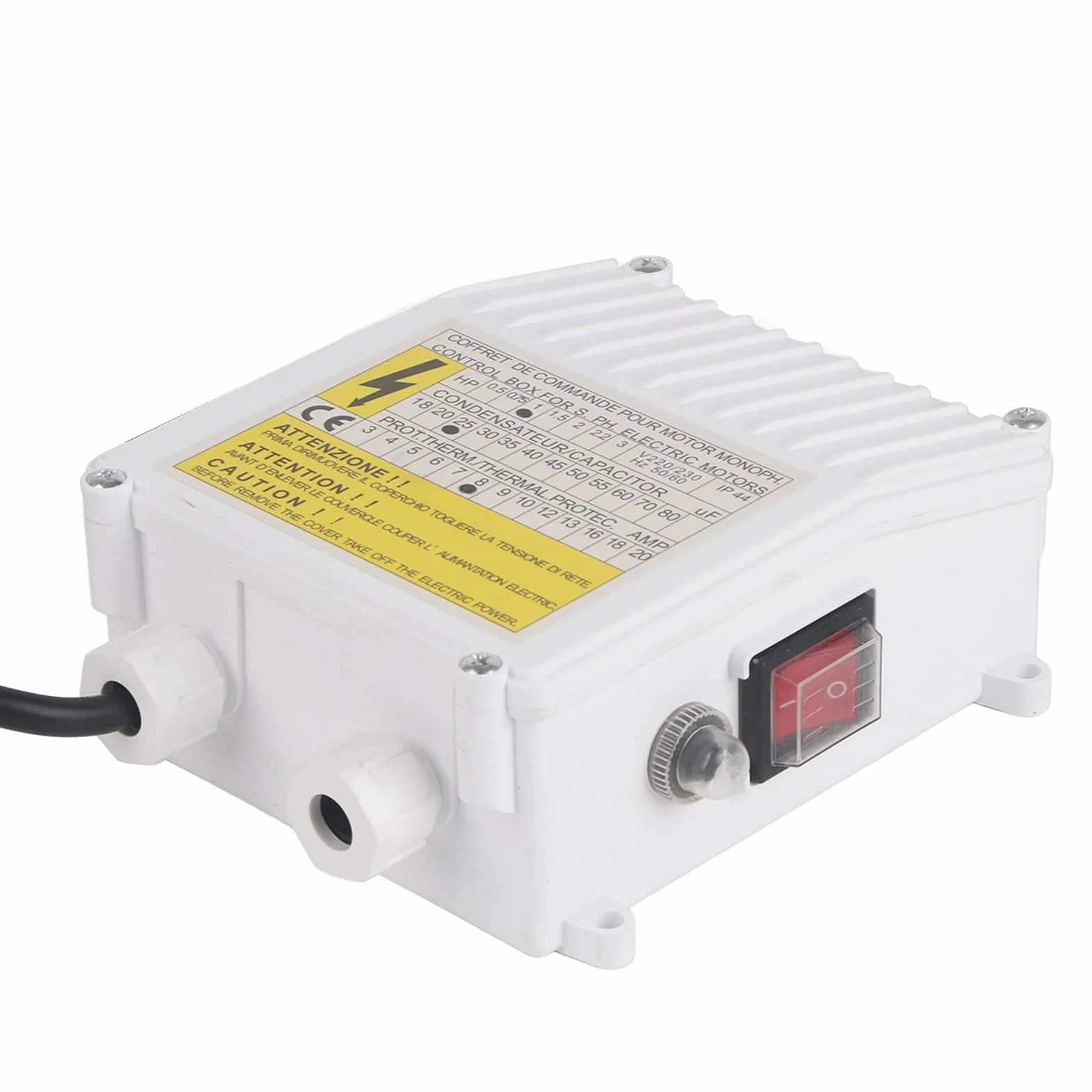 KIMISS Controlador de bomba con protección térmica, para pozos profundos y bomba sumergible, caja de control para uso doméstico, interruptor automático integrado