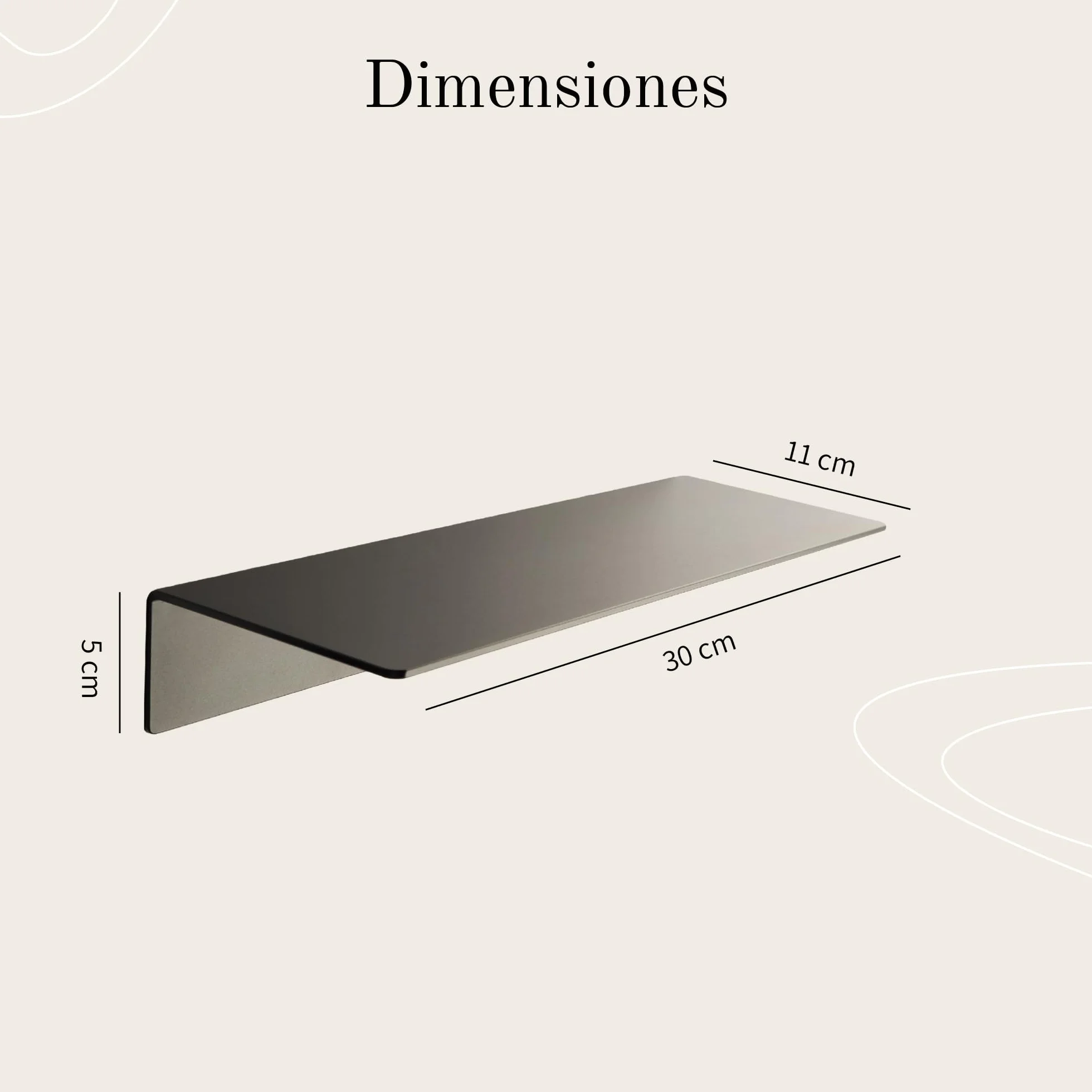 Design Hamburgo | Estantería de baño | Estantería de Pared (Negro Mate, 30 cm)