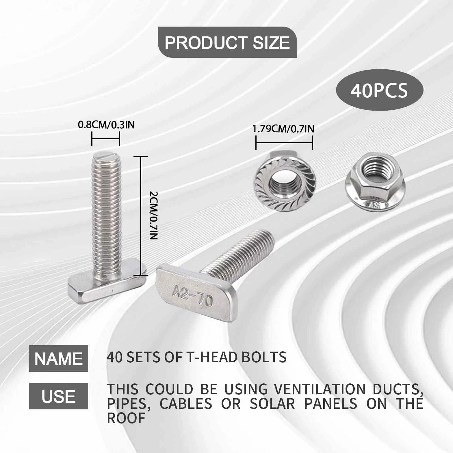 20 Piezas Tornillos De Cabeza De Martillo Perno En t m8 x 20 Con Tuercas De Brida Para Inoxidable Rieles Solares Fotovoltaicos