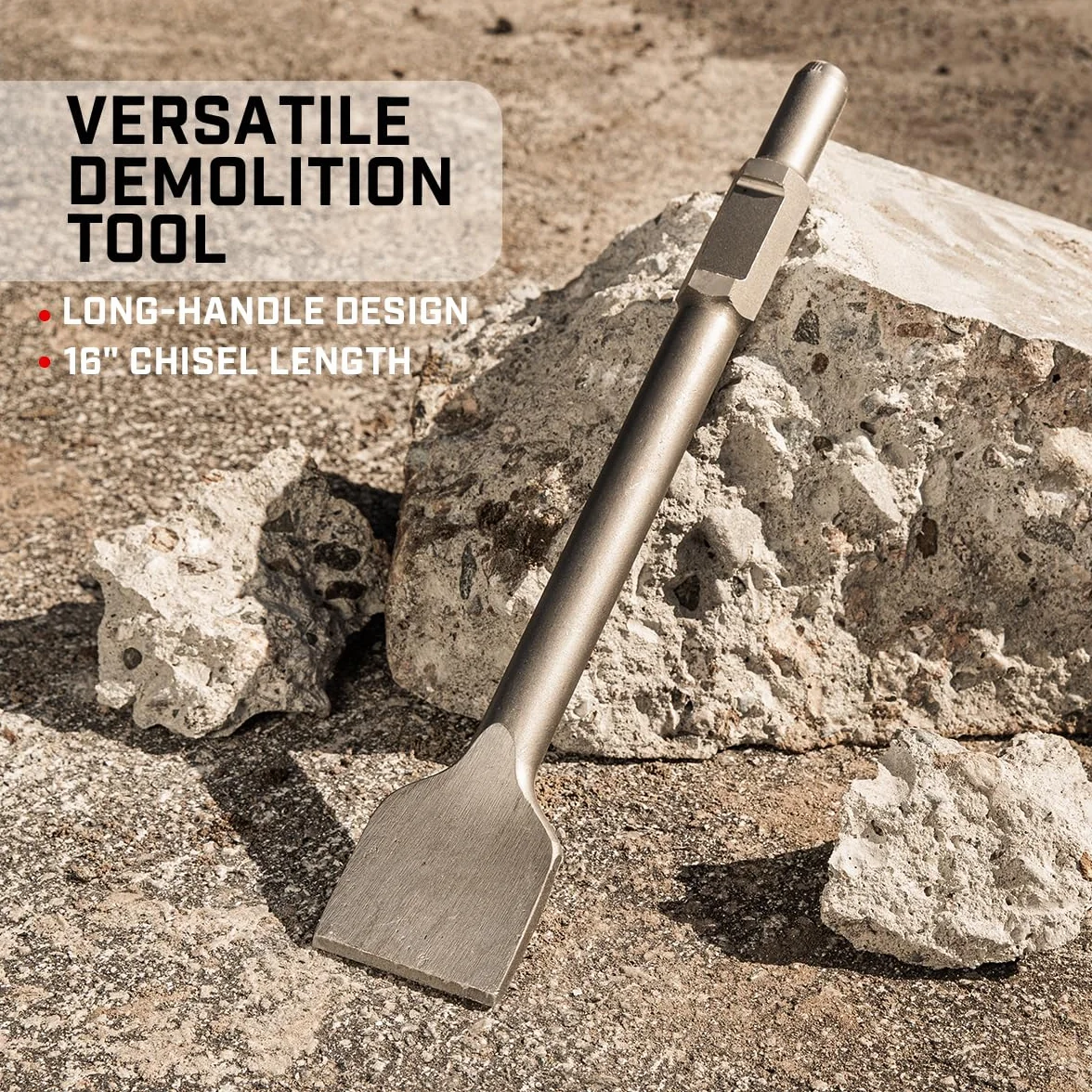 XtremepowerUS Cincel de repuesto de vástago hexagonal (cincel de raspado) broca de cincel hexagonal de 1-1/8 pulgadas para martillo de demolición eléctrico