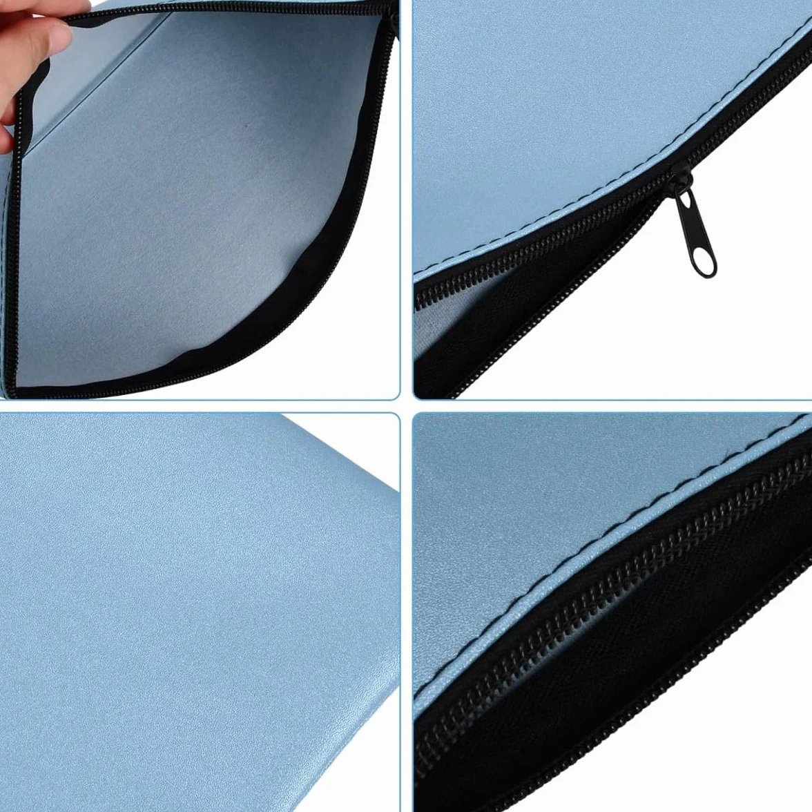 Bolsas de Documentos con Cremallera a Prueba de Agua 28 x 15 cm, Bolsa de Seguridad para Dinero, Pasaportes, Archivos, Beige Negro Azul